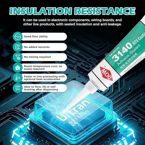 Miniatura 5 de Sellador de recubrimiento RTV 3140 de 100 ml Dow Corning, agentes de unión translúcidos y claros, para la industria eléctrica y electrónica, buena
