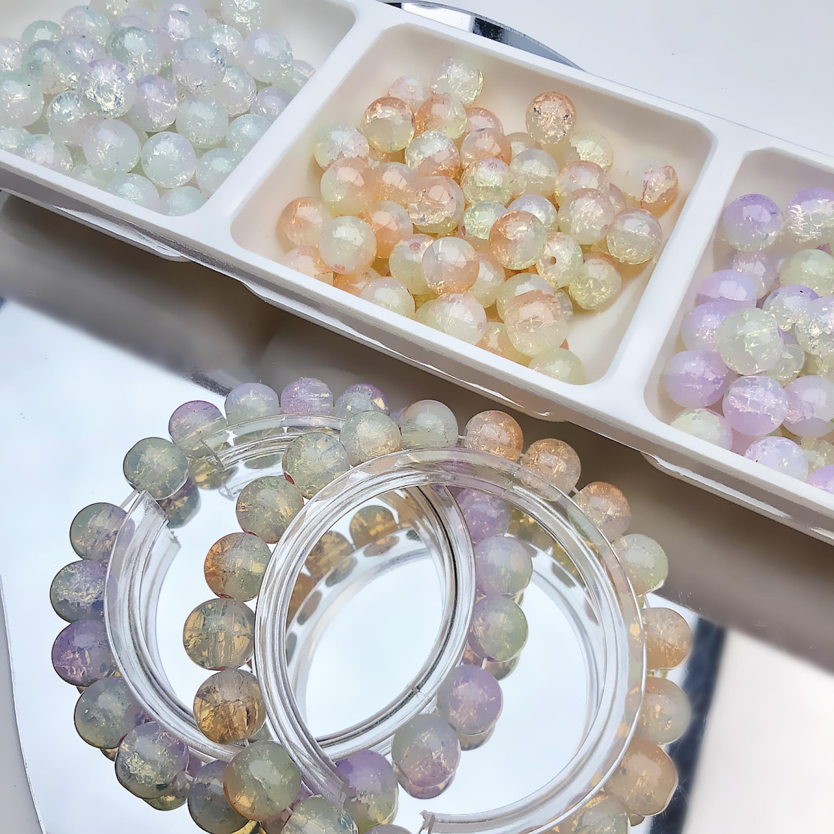 Perles en vrac 20 perles rondes en verre soufflé au chalumeau craquelé de 10 mm