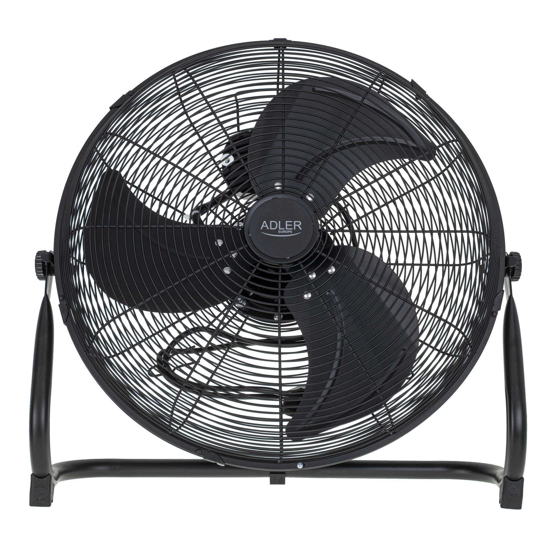 Adlereurope Bodenventilator 45 cm und 200W - Ventilator in Chrom 3 Geschwindigkeiten – windmaschine mit Aluminiumflügel - Leise und Stabil – Boden Ventilator Schwarz