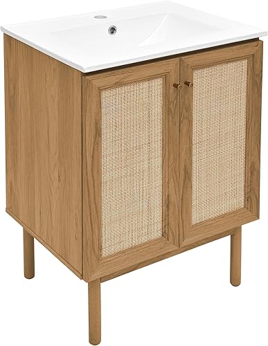 Vista 9 de Swiss Madison Classe - Lavabo de baño de roble de 24 pulgadas incluido