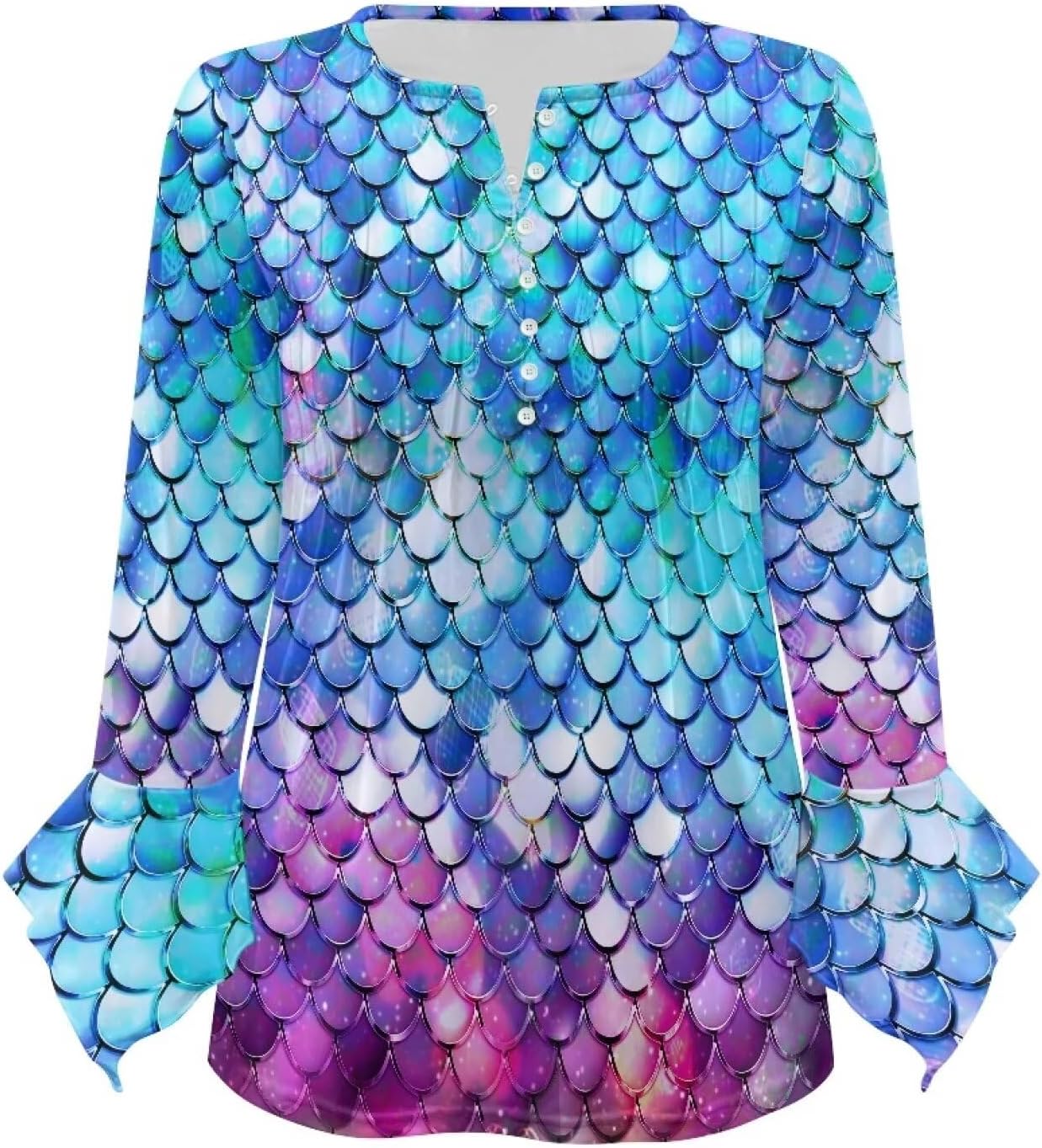 Women's Long Sleeve Button Down T-Shirt Athletic Blouse Breathable Slim Dressy Plus Size Top - Image 4