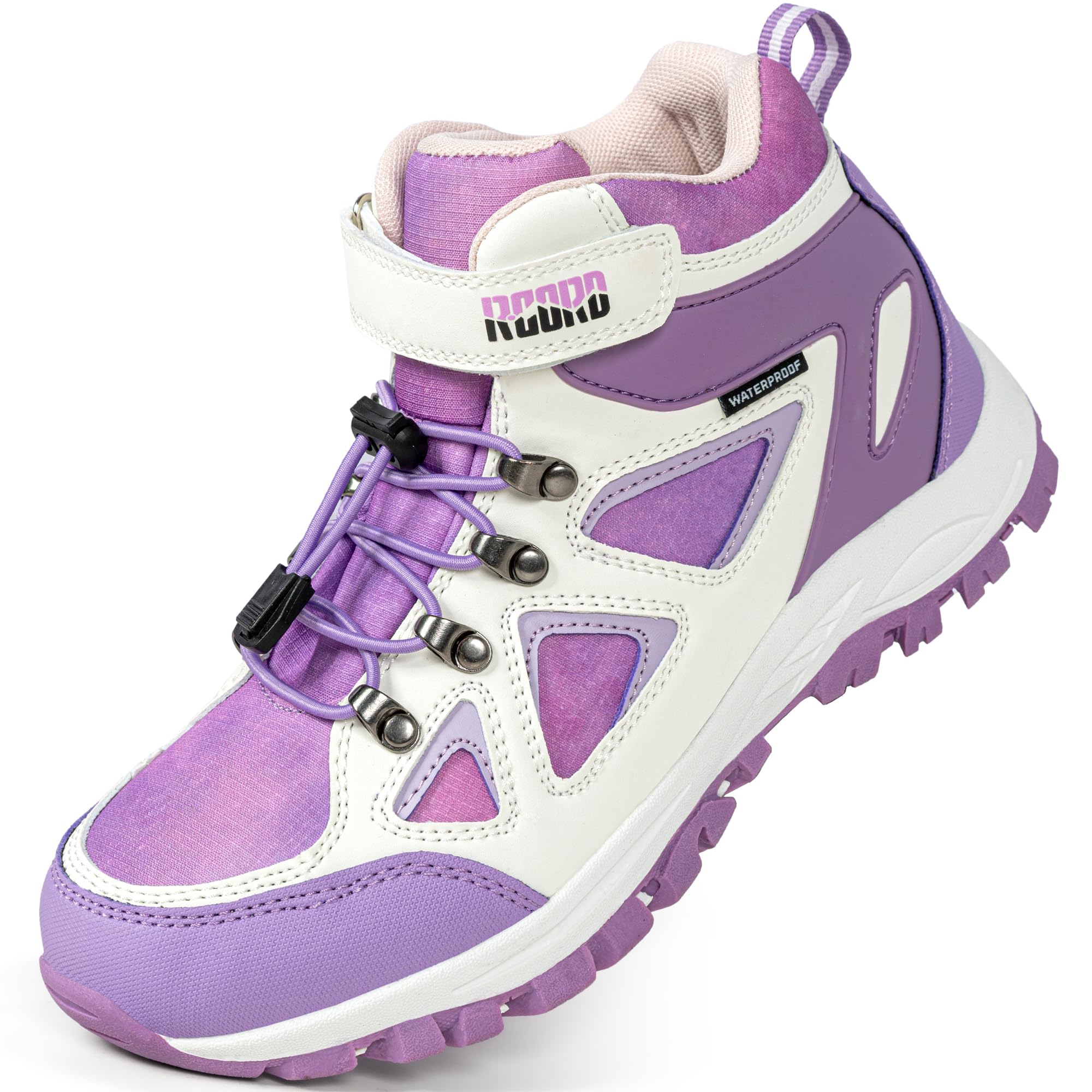 Photo 1 of ***USED***R CORD Girls Hiking Shoes Kids Anti Collision Hiking Boots Girls Non Slip Sneakers Outdoor Trekking Walking Climbing Running WhitePurple 6 Big Kid