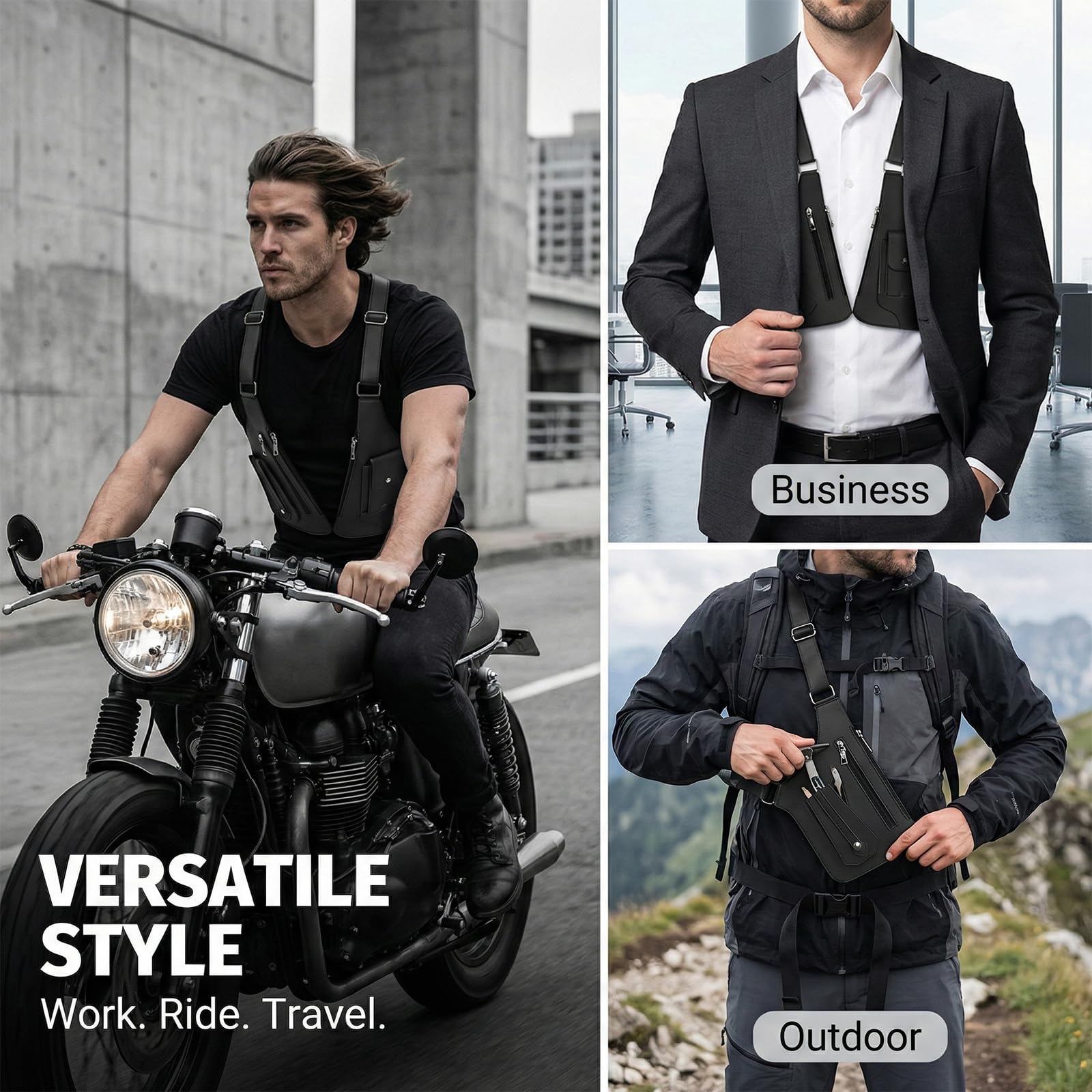 Shoulder Bag Homme, Sacoche en Cuir & Sac Anti-Vol sous Le Bras