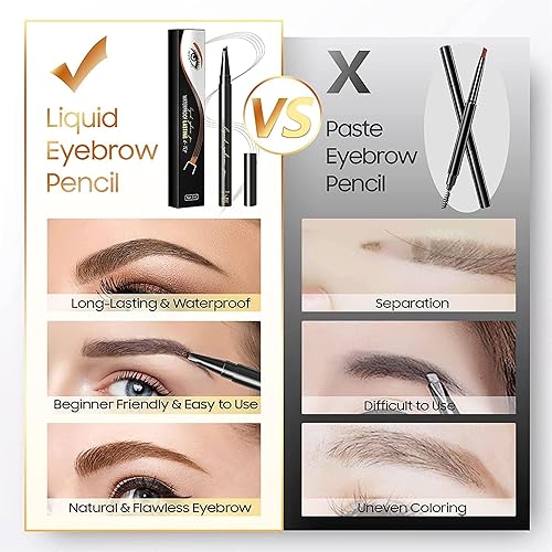 Miniatura 2 de Lápiz de cejas Micro-blading Pen  Bolígrafo de cejas de aspecto natural de 4 puntos, maquillaje de ojos con pelo de cejas microblading portátil y