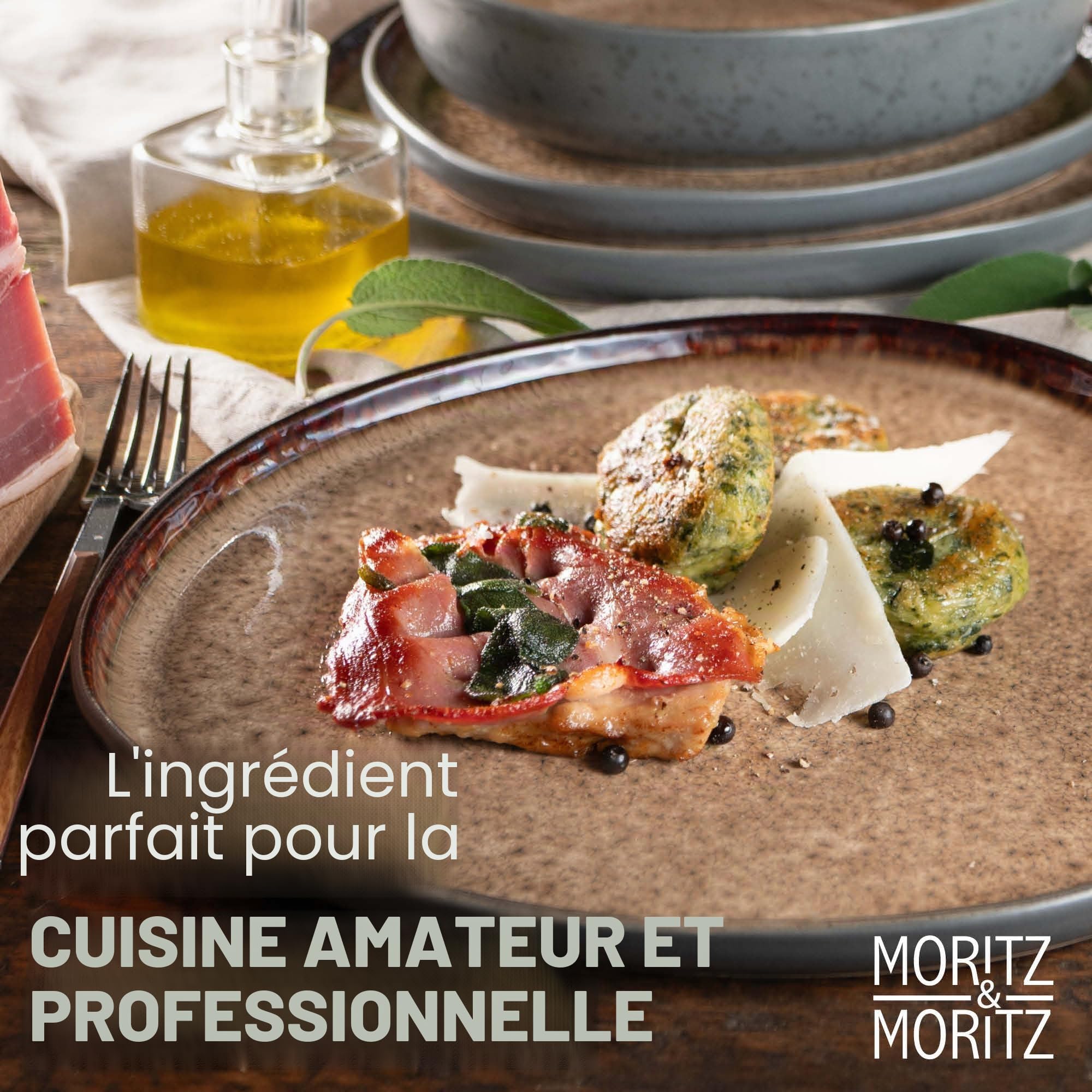 Moritz & Moritz Organic Service de table 18 pièces pour 6 personnes Beige – Assiettes élégantes en grès de qualité supérieure – Service de vaisselle pour 6 personnes composé de 6 assiettes à dîner, 6