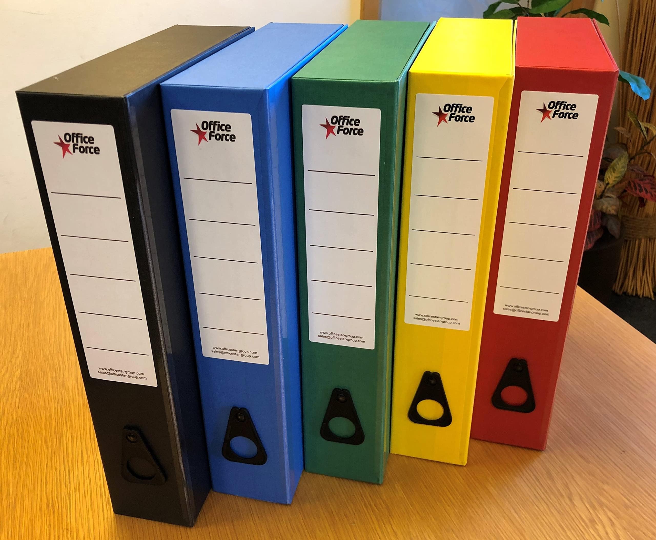 OfficeForce 5 x British Assorted Colour Foolscap Box Files Manufactured in The UK for a Low Carbon Footprint