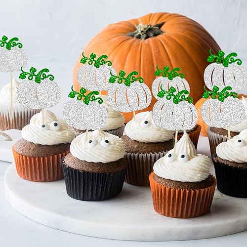 Miniatura 132 de Ephlyn 24 piezas de calabaza Oh Baby Cupcake Toppers con purpurina temática de otoño de calabaza Cupcake Picks Baby Shower Cake Decoraciones