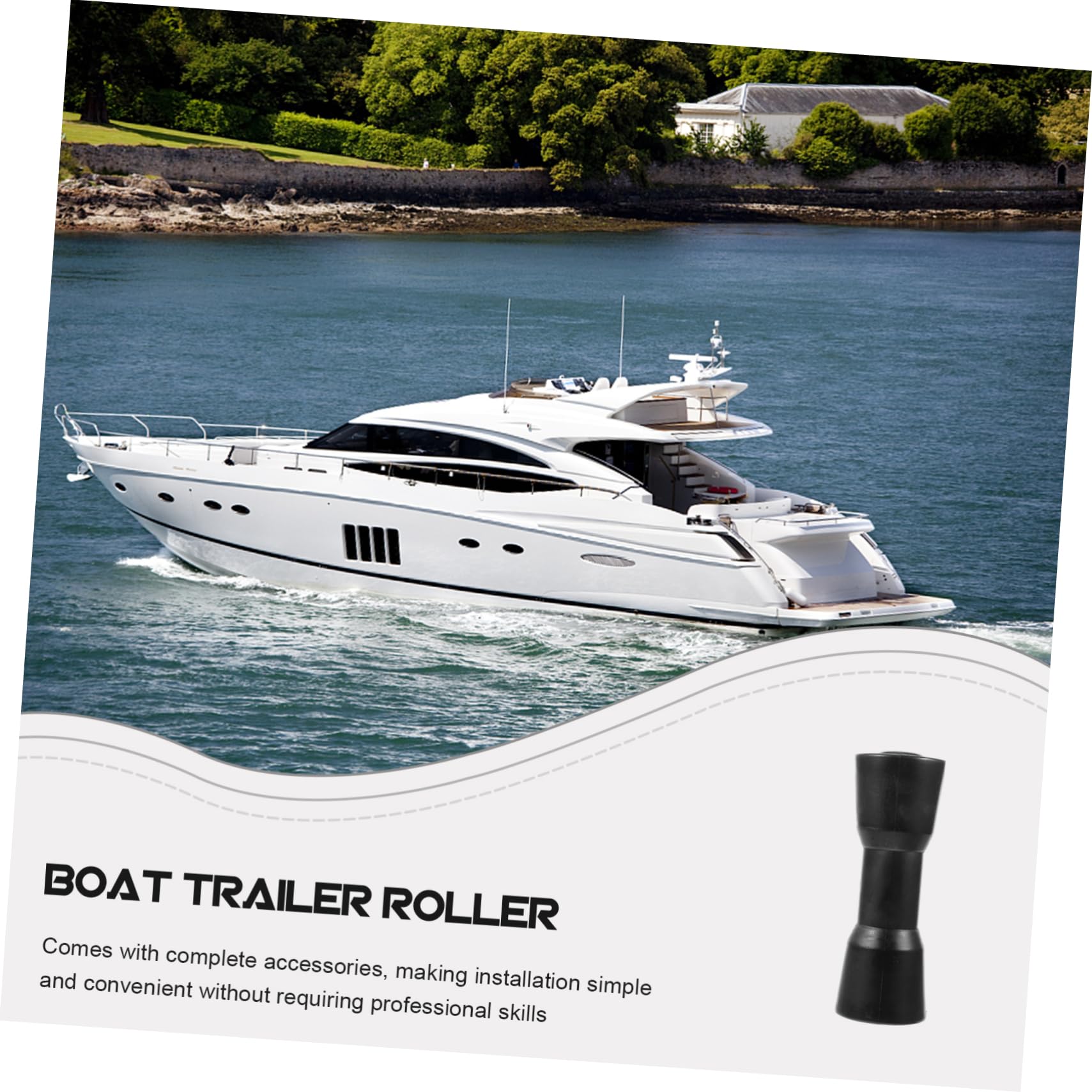 Sosoport Rullo in PVC per Carrello Barca Nero Accessori Completi, Resistente all'Usura e Facile da Installare, per Carrello Moto d'Acqua e Yacht