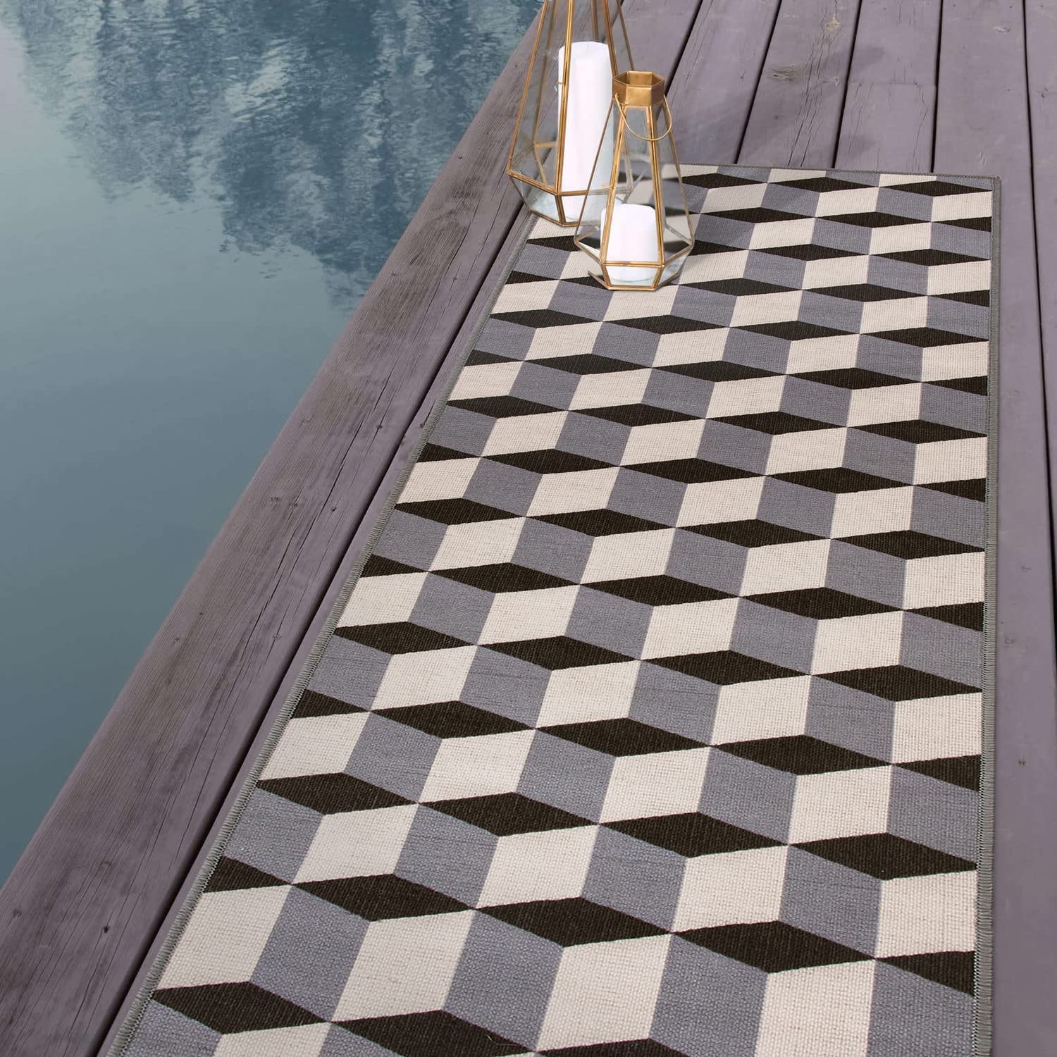 Budelli Contemporary Geometric NonShedding Outdoor Rugs for