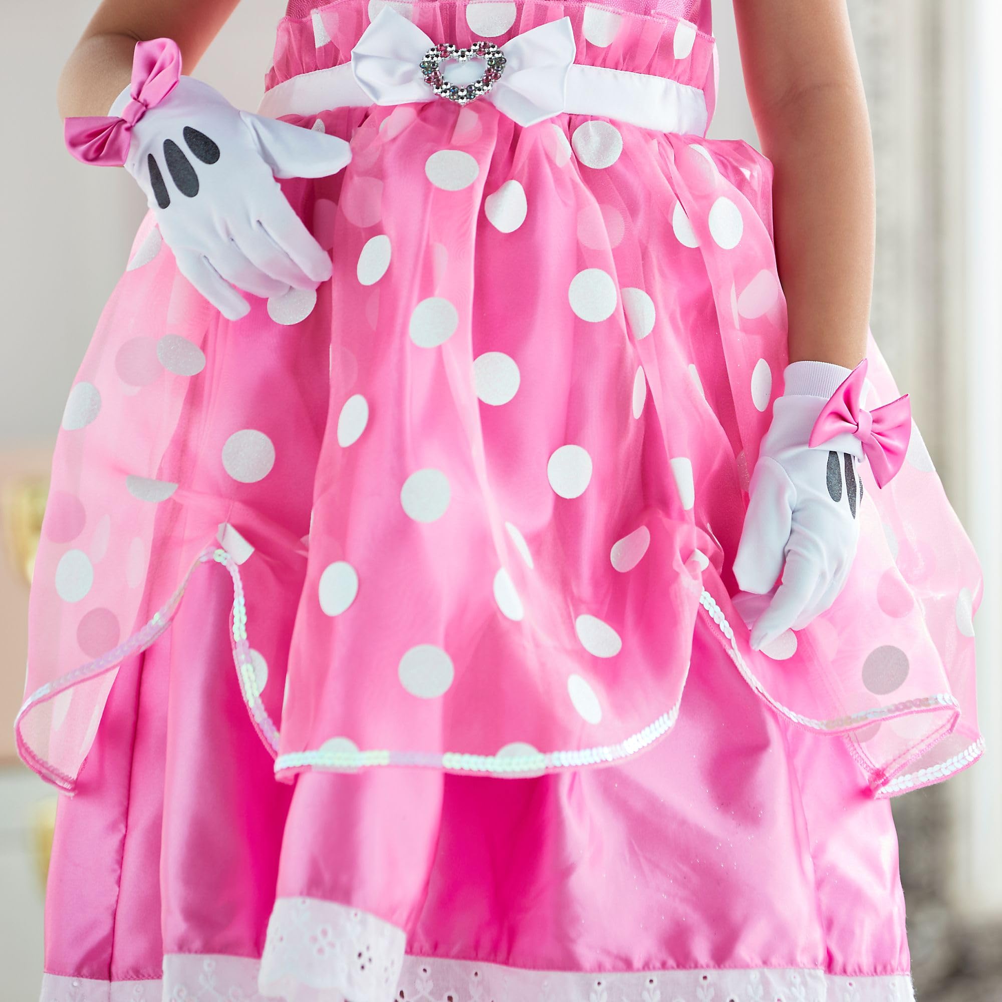 Disney Store Official, Minnie Mouse, disfraz infantil, vestido de lunares rosas con guantes para Halloween, juegos de rol y fiestas de disfraces