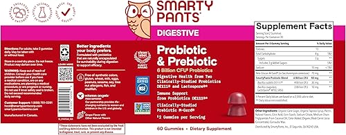 Miniatura 14 de SmartyPants Gomitas probióticas y prebióticas para adultos para la salud digestiva suplemento de salud intestinal de 6 mil millones de UFC,