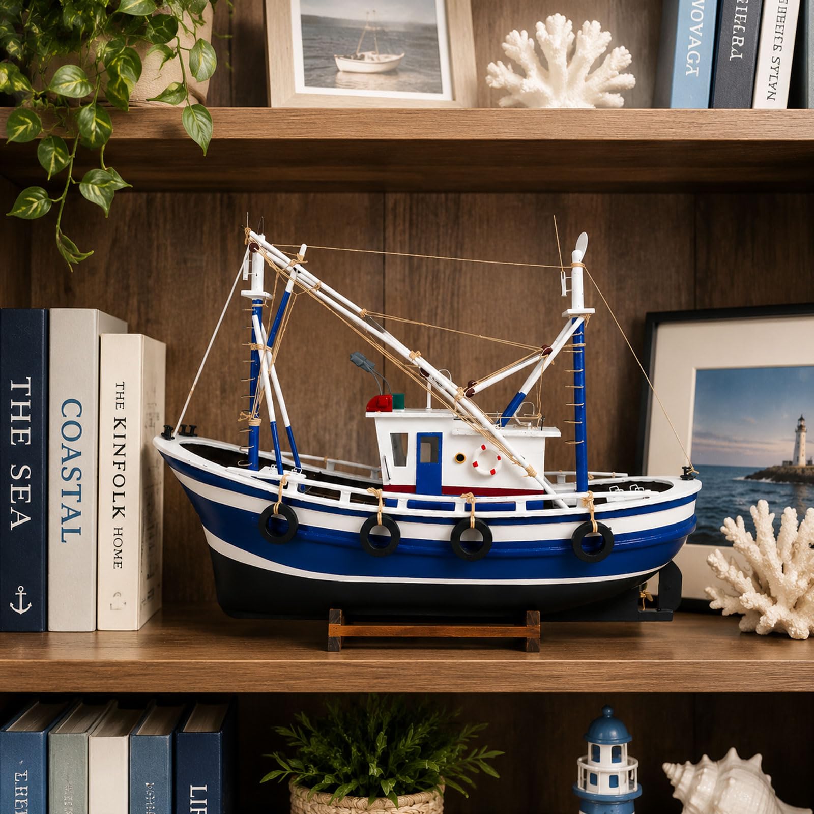 YLME Modellino di Barca da Pesca Ornamento Nautico A Forma di Nave | Realizzato A Mano Decorazioni Costiere E Marittime Per Soggiorno, Ufficio, Mensole, Regalo Per Gli Amanti Dell'oceano.