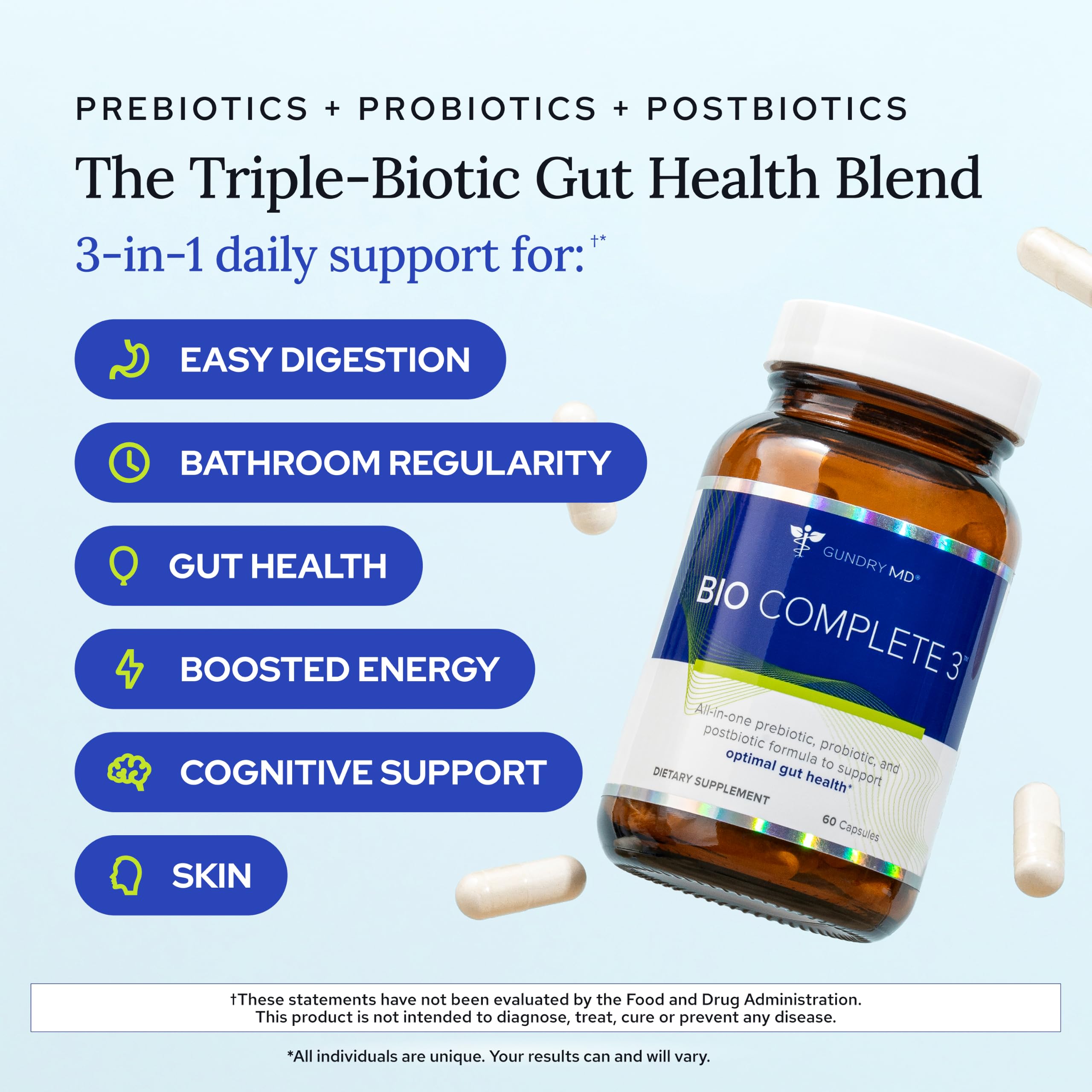Gundry MD Bio Complete 3, 3-in-1 Probiotics, Pre & Postbiotics, 30 Servings — Amazon image 2