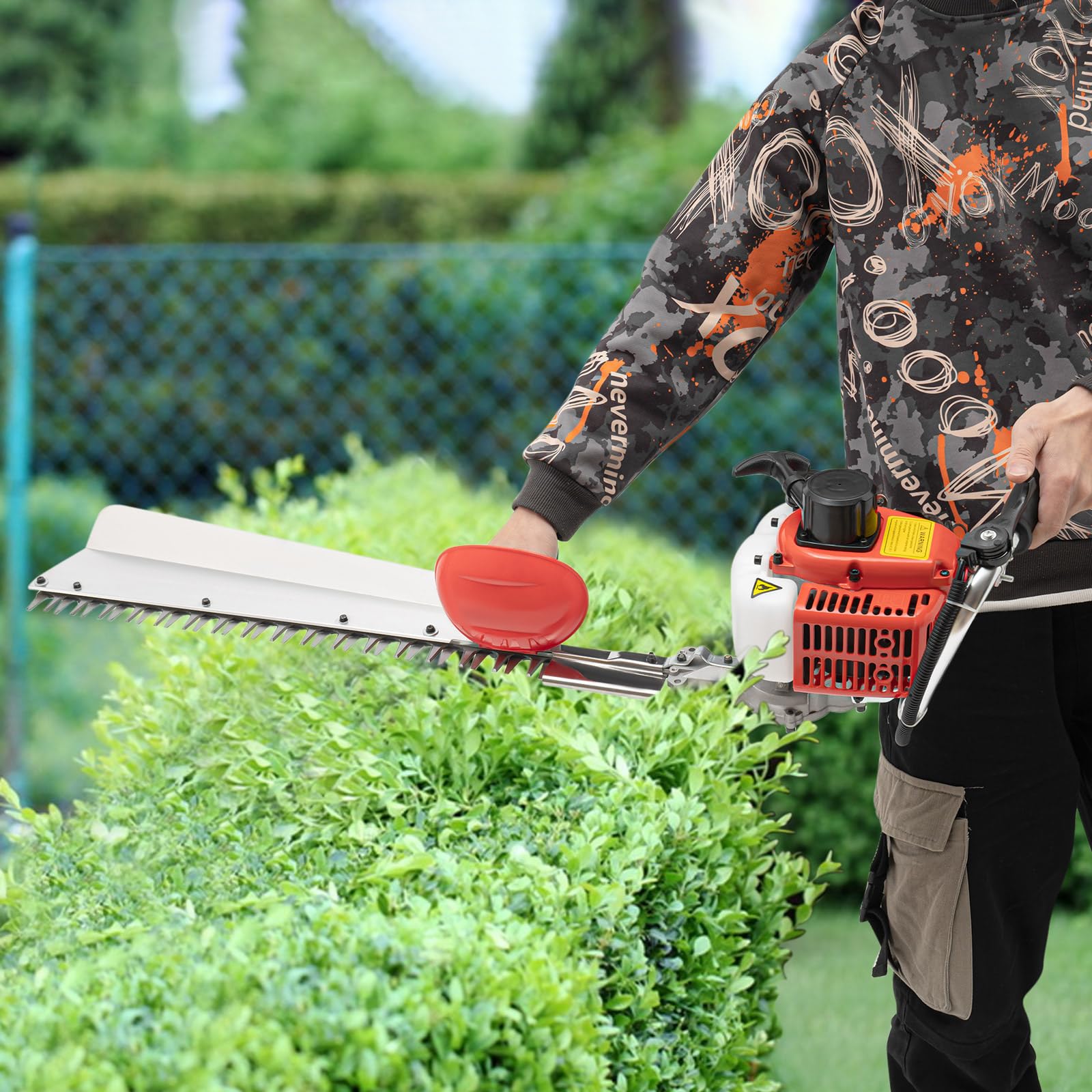 Benzynowe nożyce do żywopłotu, długość cięcia 70 cm, 2-suwowe, 650 W, 22,5 CC, jednostronne nożyce do żywopłotu, odpowiednie do przycinania krzewów i niskich krzewów, do pielęgnacji