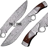 Vista 2 de PAL 2000 KNIVES Cuchillo Bowie de acero de Damasco hecho a mano de 13 pulgadas - Mango de micarta con refuerzos de acero de Damasco 1094
