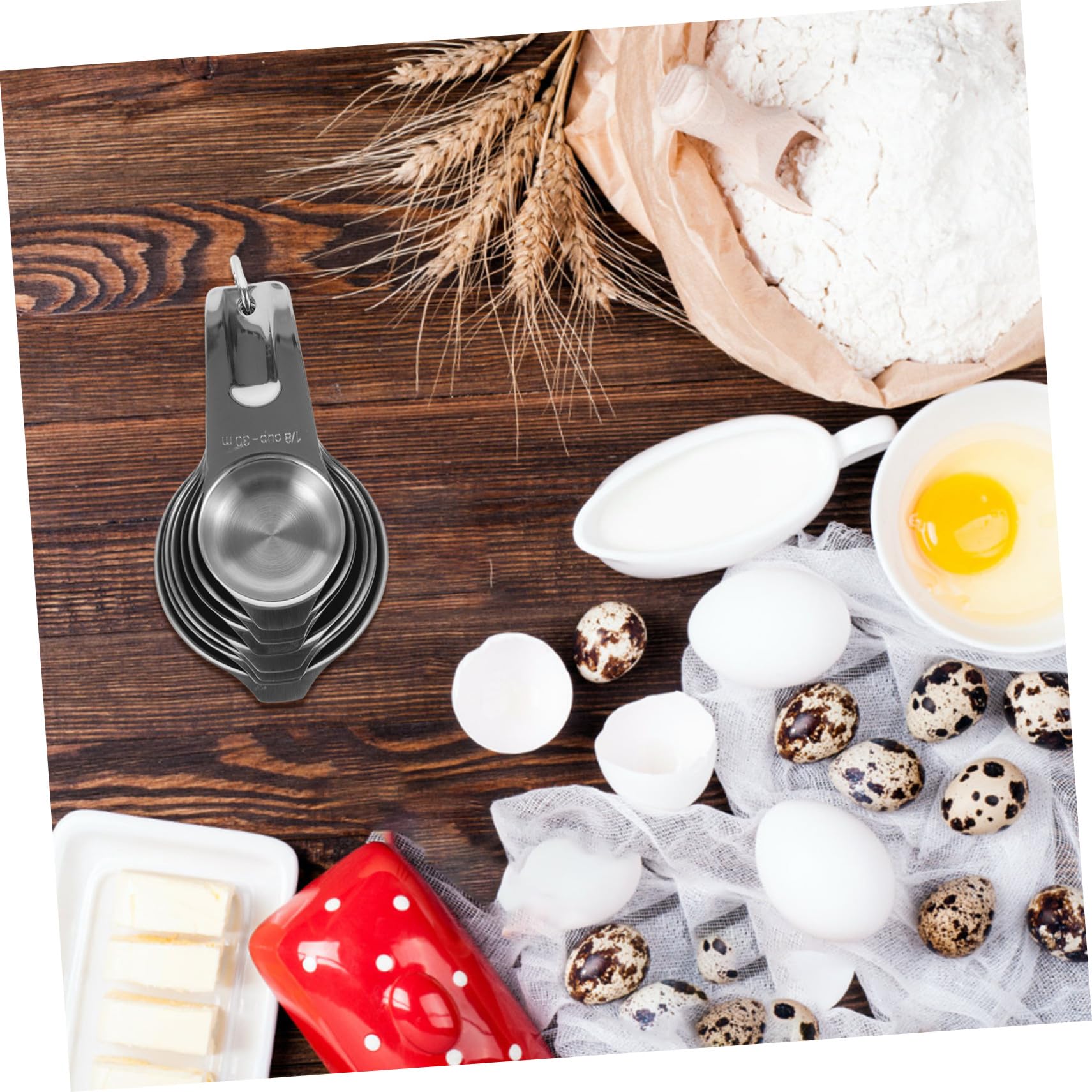 NUOBESTY Misurini in Acciaio Inox con Bilancia Misurini Riutilizzabili per Cottura e Forno Tazza da Tè Graduata Misurino da Cucina Misurino in Acciaio Inox
