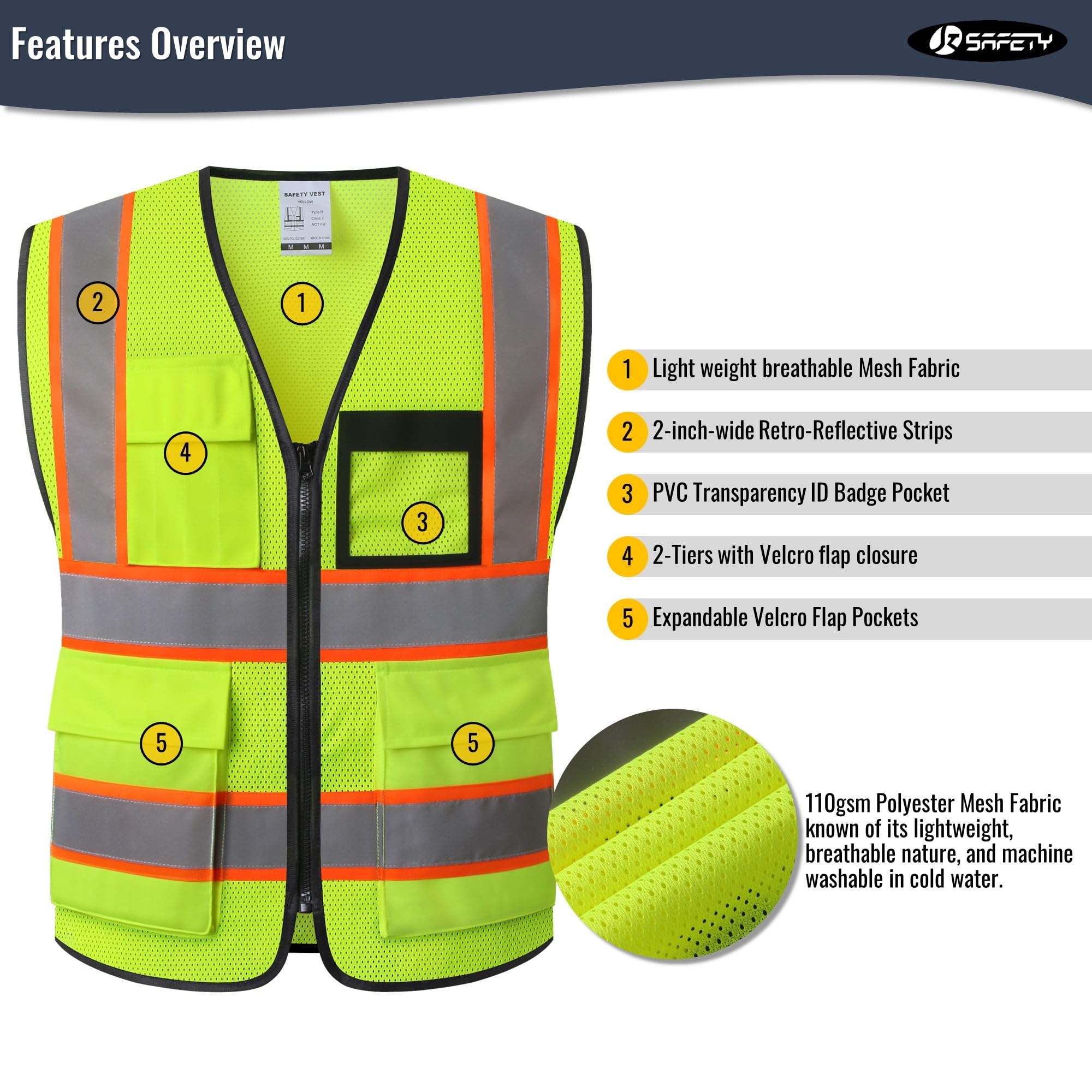 Snapklik.com : JKSafety Reflective Safety Vest For Men Women