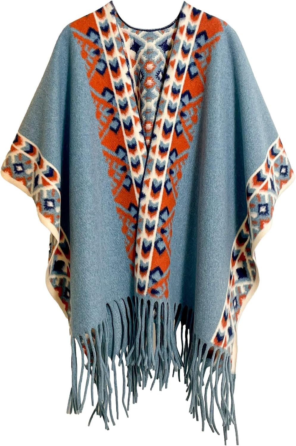 Poncho capa tejido retro mujer bohemio estilo casual miniatura 1
