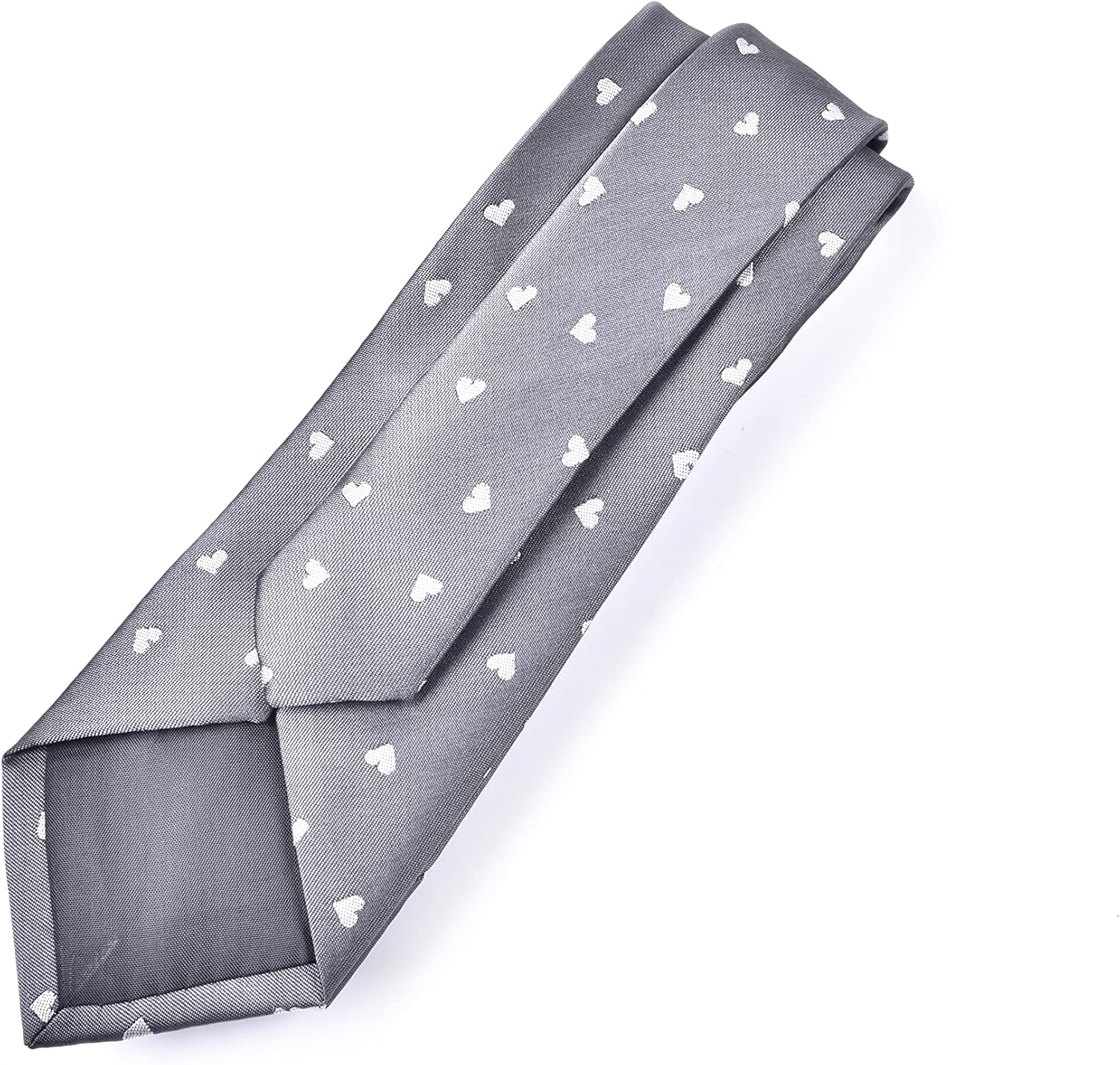 Men's Valentine's Day Necktie - Grey & White Heart Necktie - - Heart Necktie - Valentine's day Tie for Men - Red Heart Tie - Cardiologist Necktie - Anniversary - Men's Anniversary -