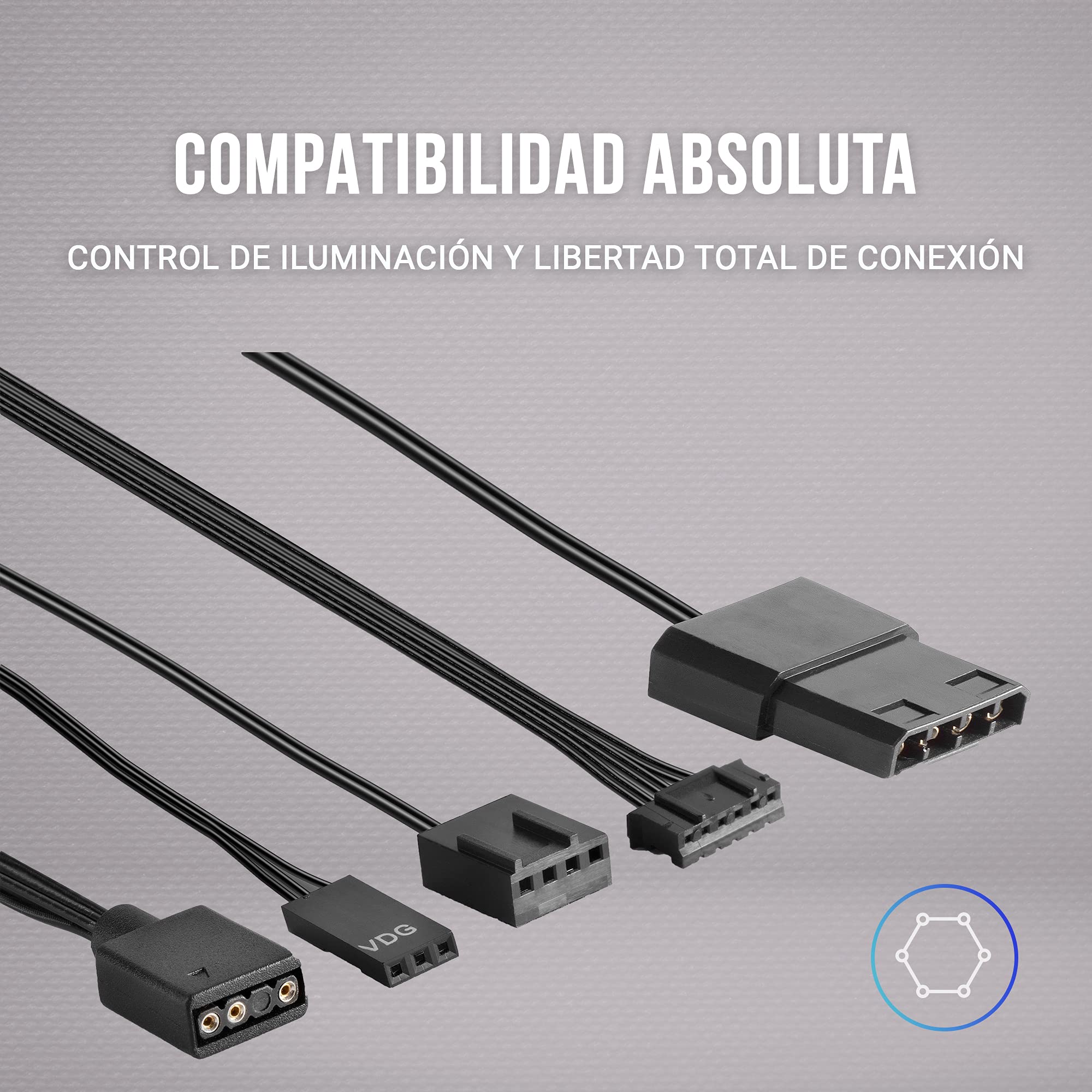 Mars Gaming MFD, Ventilador 120mm CHROMA RGB Dual Automático, Ultra Silencioso 14dB, Conexión Molex 4PIN, Sistema Antivibraciones, Transparente — view 130