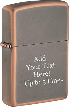 Zippo Lighter - Personalized Message Engraved on Backside Colored Windproof Lighter Rustic Bronze 49839