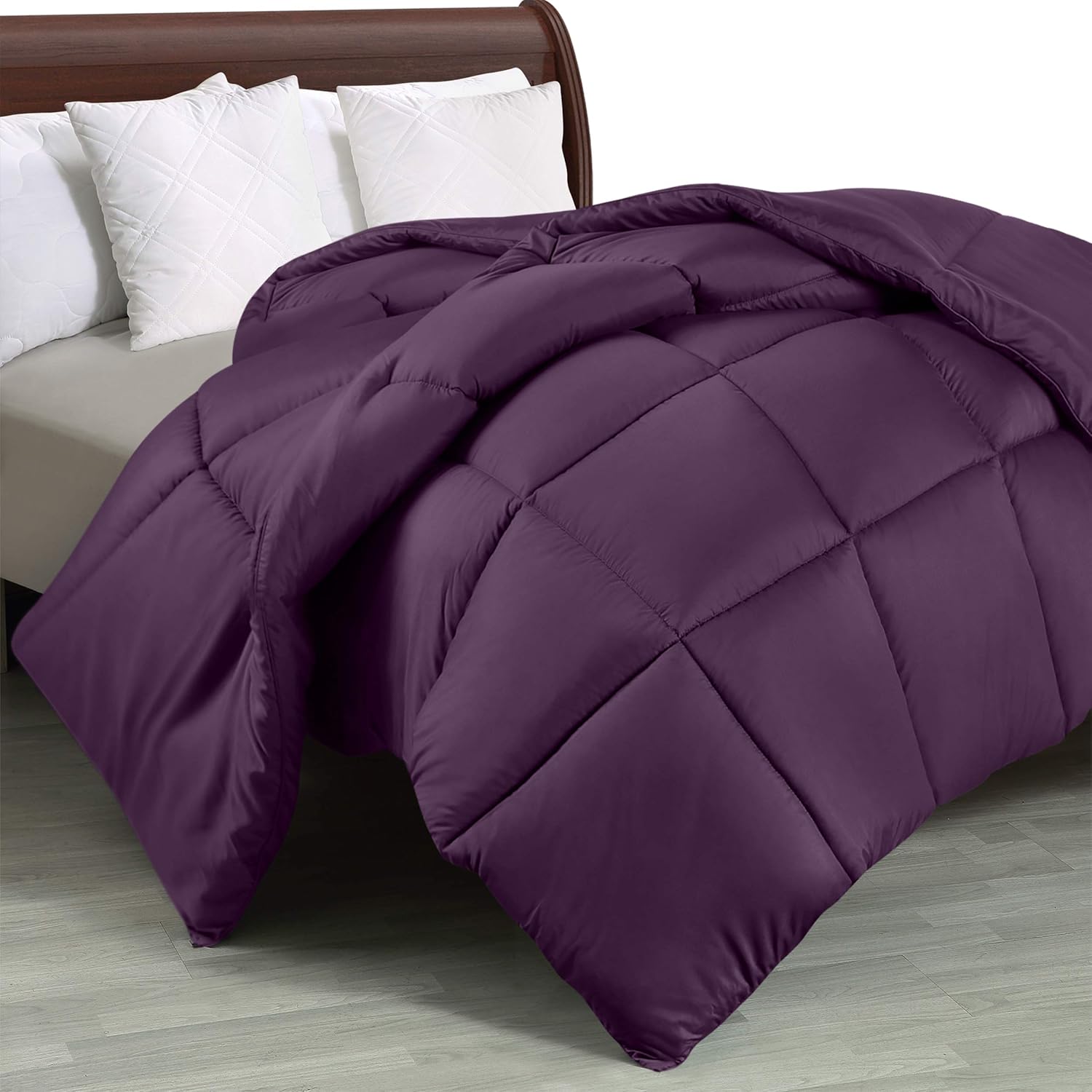 Utopia Bedding Comforter Duvet Insert - Quilted Comforter with Corner Tabs - Box Stitched Down Alternative Comforter (Queen, Plum): Kitchen & Dining