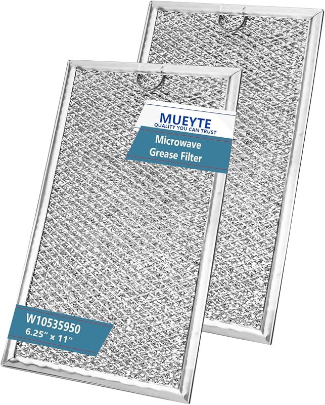 W10535950 Microwave Grease Filter Fit for Whirlpool 6-1/4" X 11" | PS8769987 Aluminum Mesh Filter Replacement For Whirlpool KitchenAid Microwave Oven, Replaces W10834067 3281035 2 Pack