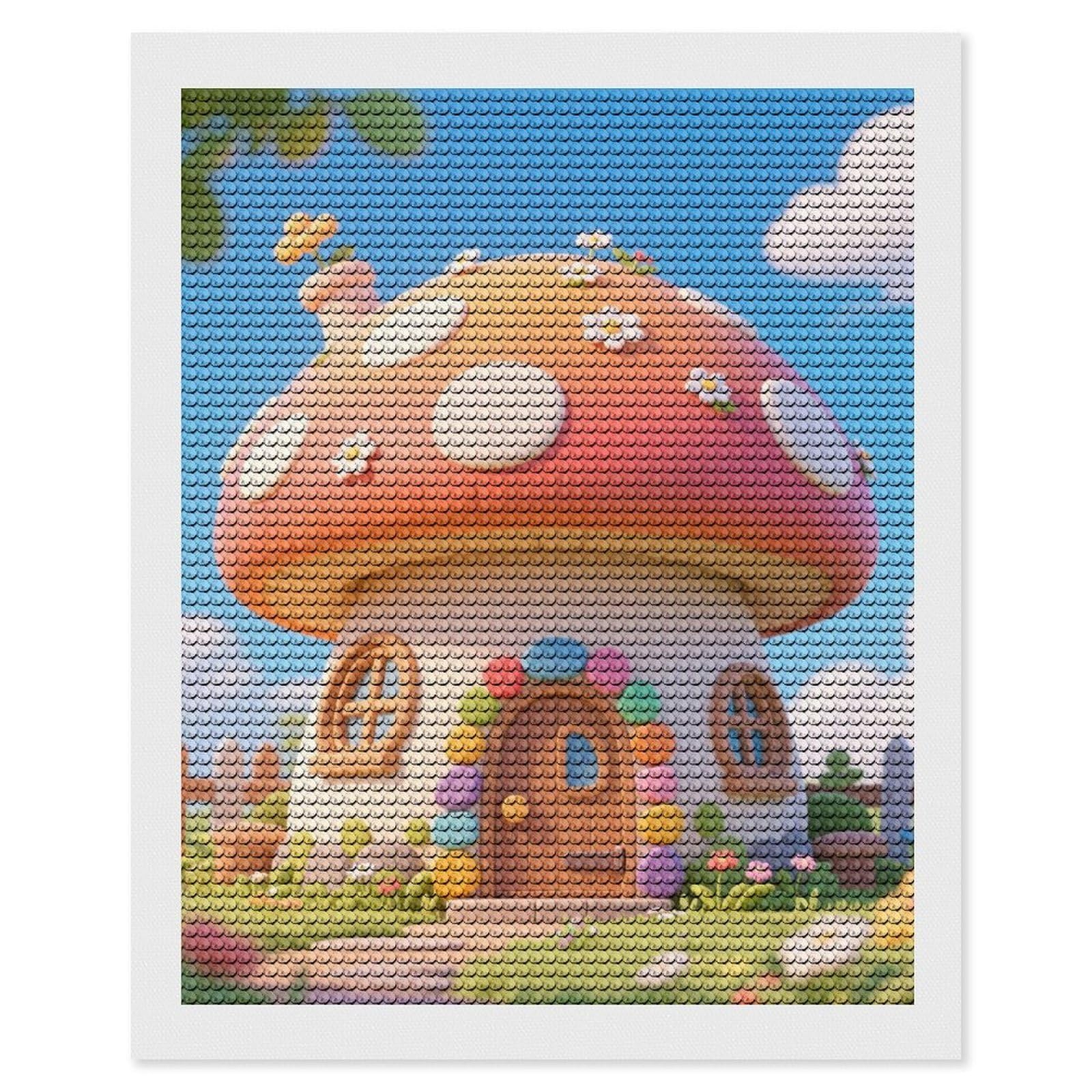 DWVTSLH Cute Mushrooms Diamond Painting Kits for Adults, Personalized Diamond Photo Art Full Drill, DIY 5D Diamond Art Painting Kits for Beginners, Home Wall Decor 16"x20"