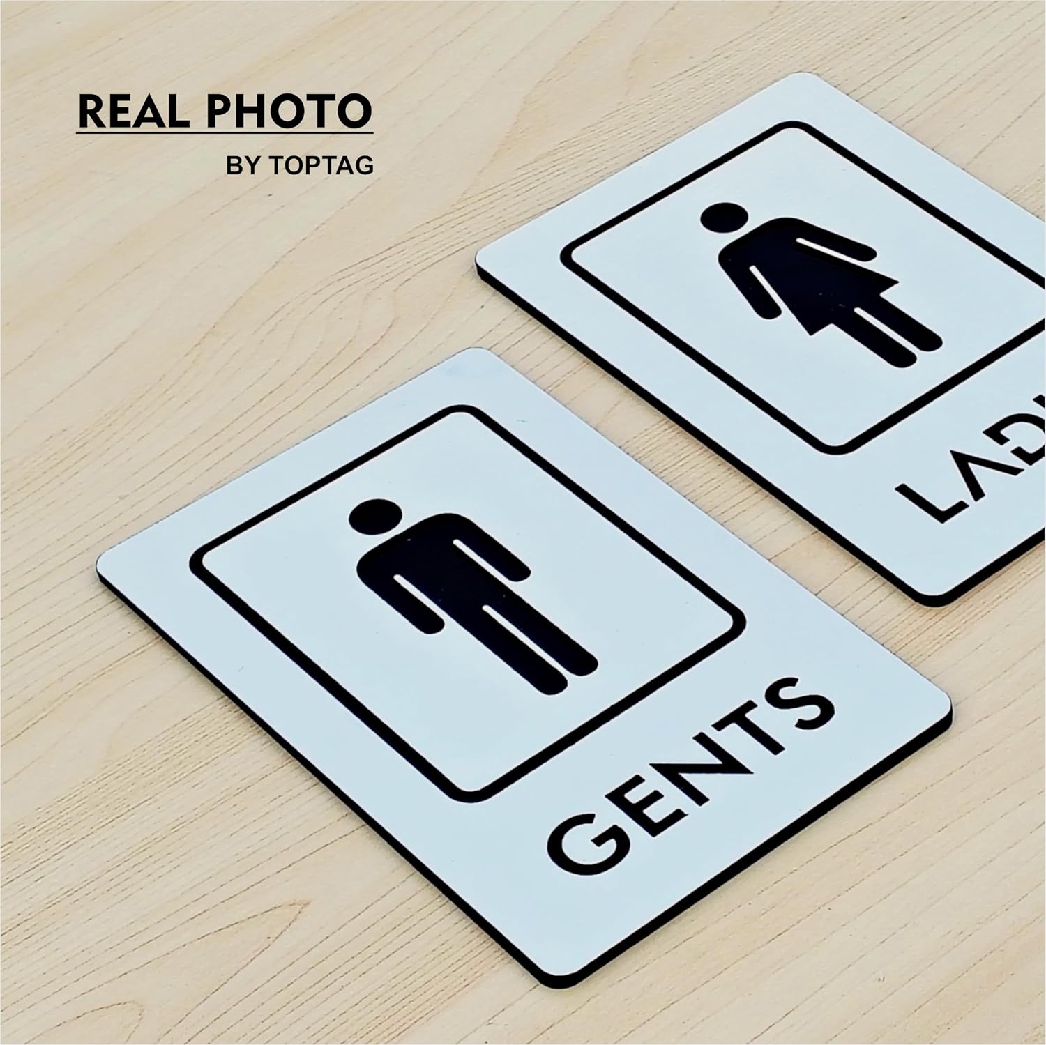 Ladies Gents Signage, Self-Adhesive ABS Washroom Sign for Toilet, Restroom, Bathroom 6.5x4.3 Inch Glass Door Sticker for Office, Mall, Restaurant, Clinic, Commercial Use (Black & Silver)