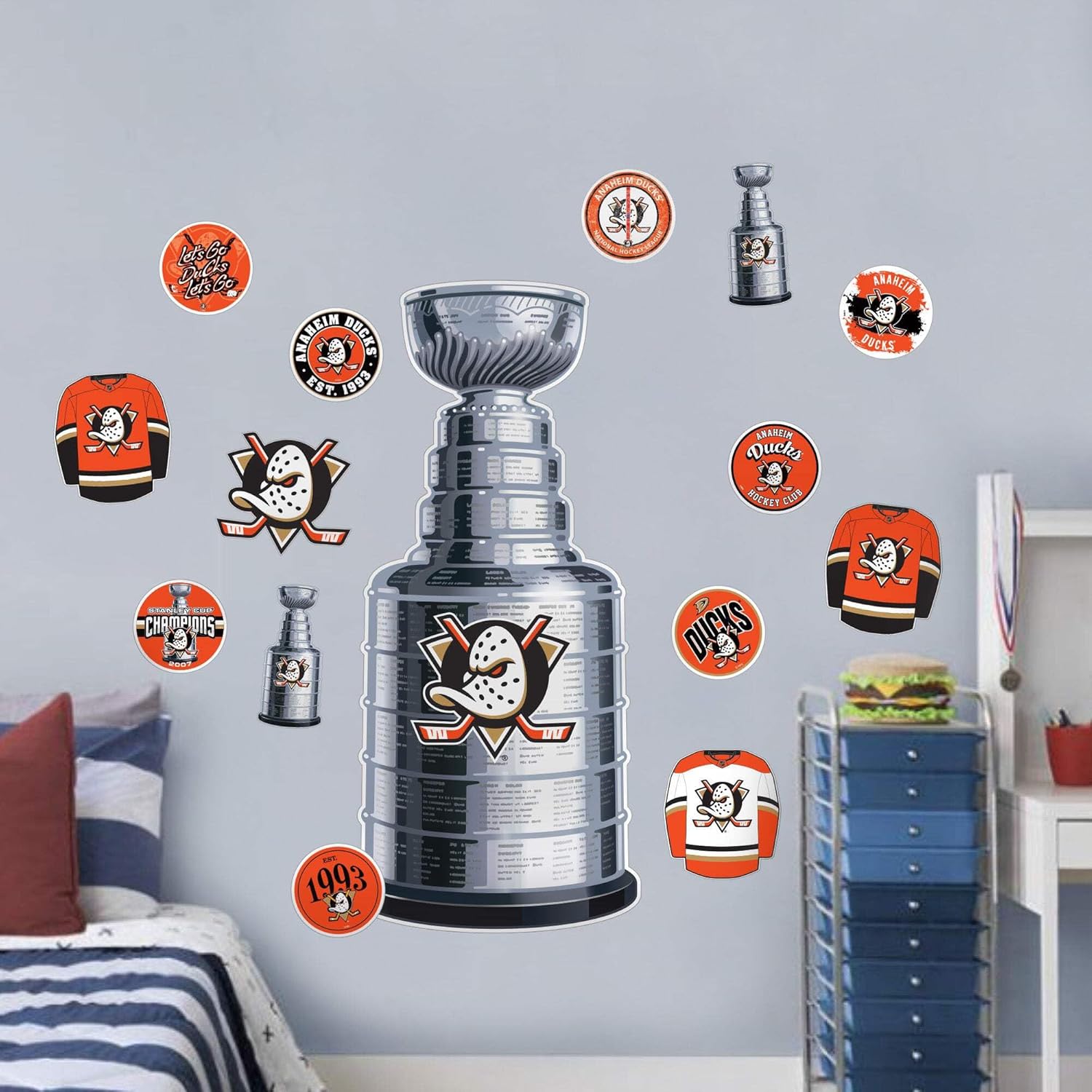 Sports Decor Anaheim Ducks Repositionable Wall Decal Set - Stanley Cup