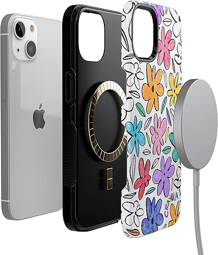 Vista 1102 de Casely Funda para iPhone 13 Compatible con MagSafe Color Splash de medianoche Funda retro abstracta Color de medianoche Splash Abstracto