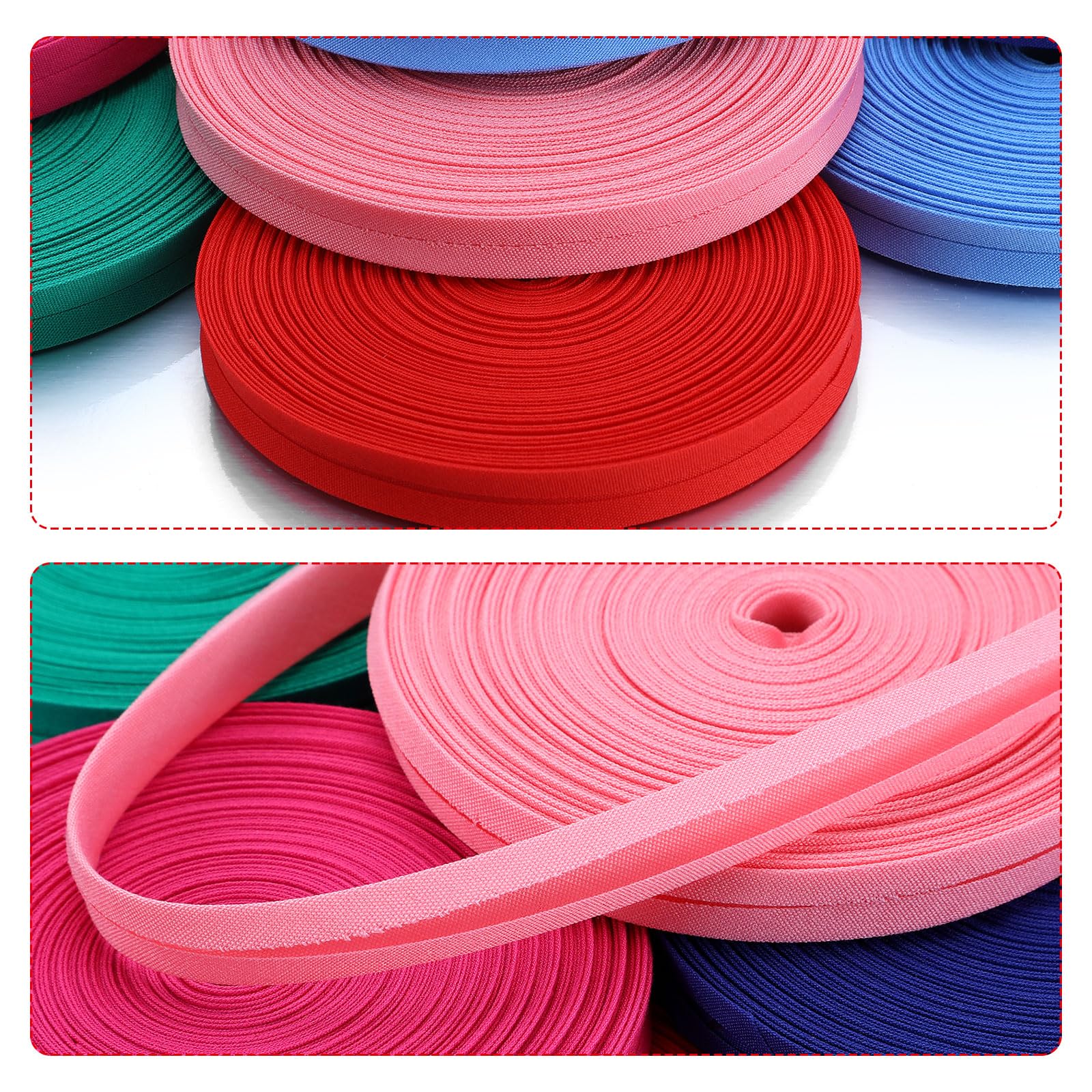 SATINIOR Lot de 20 rouleaux de biais 100 % polyester - 12 mm - 100 % polyester - 10 couleurs de chaque couleur - 16 m pour couture, passepoil, reliure, ourlet