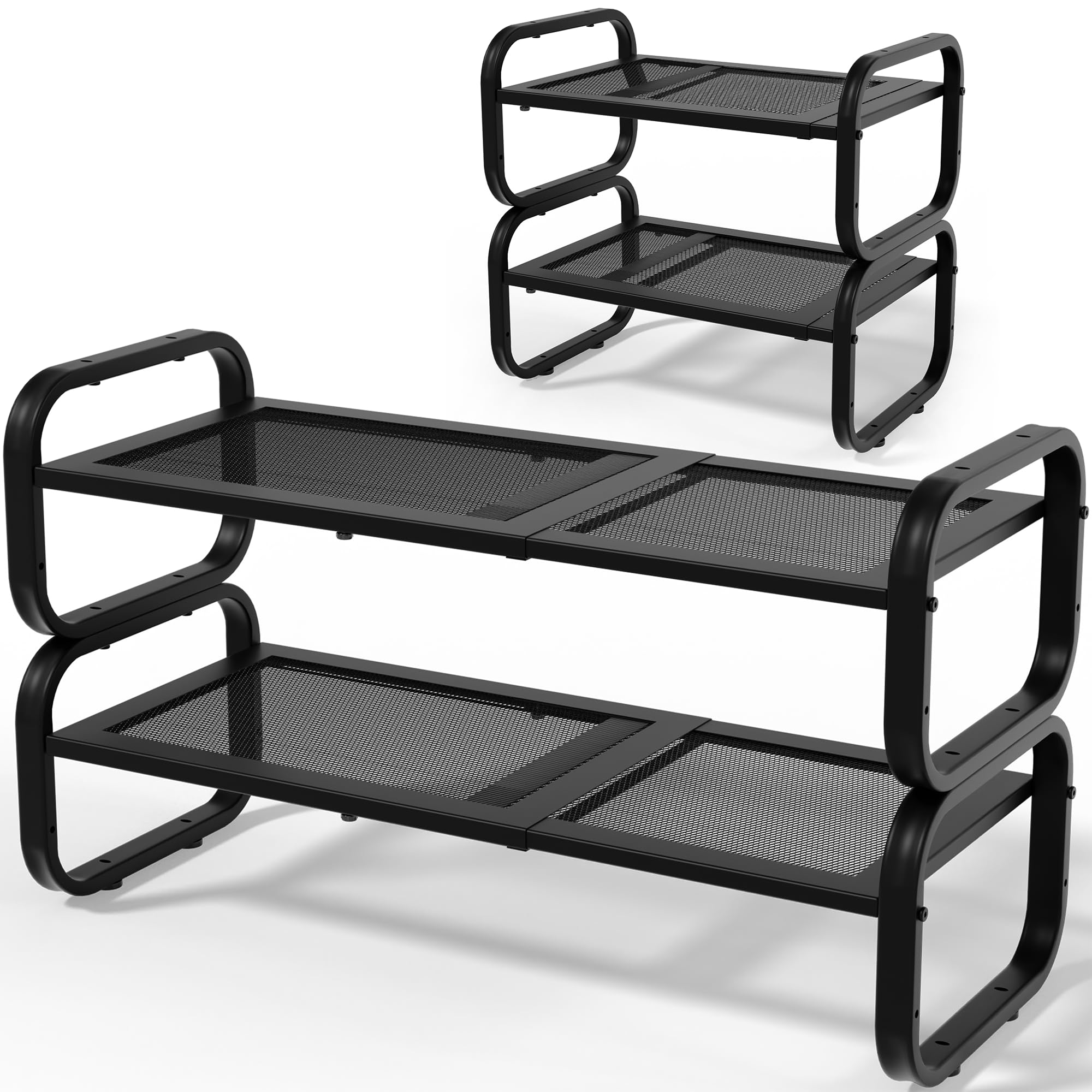 Photo 1 of HDDTTZ 2 Tier Shoe Rack - Expandable Shoe Organizer for Closet, Adjustable Metal Shoe Shelf Storage, Stackable Long Shoe Stand Holder for Garage, Entryway, Door Entrance