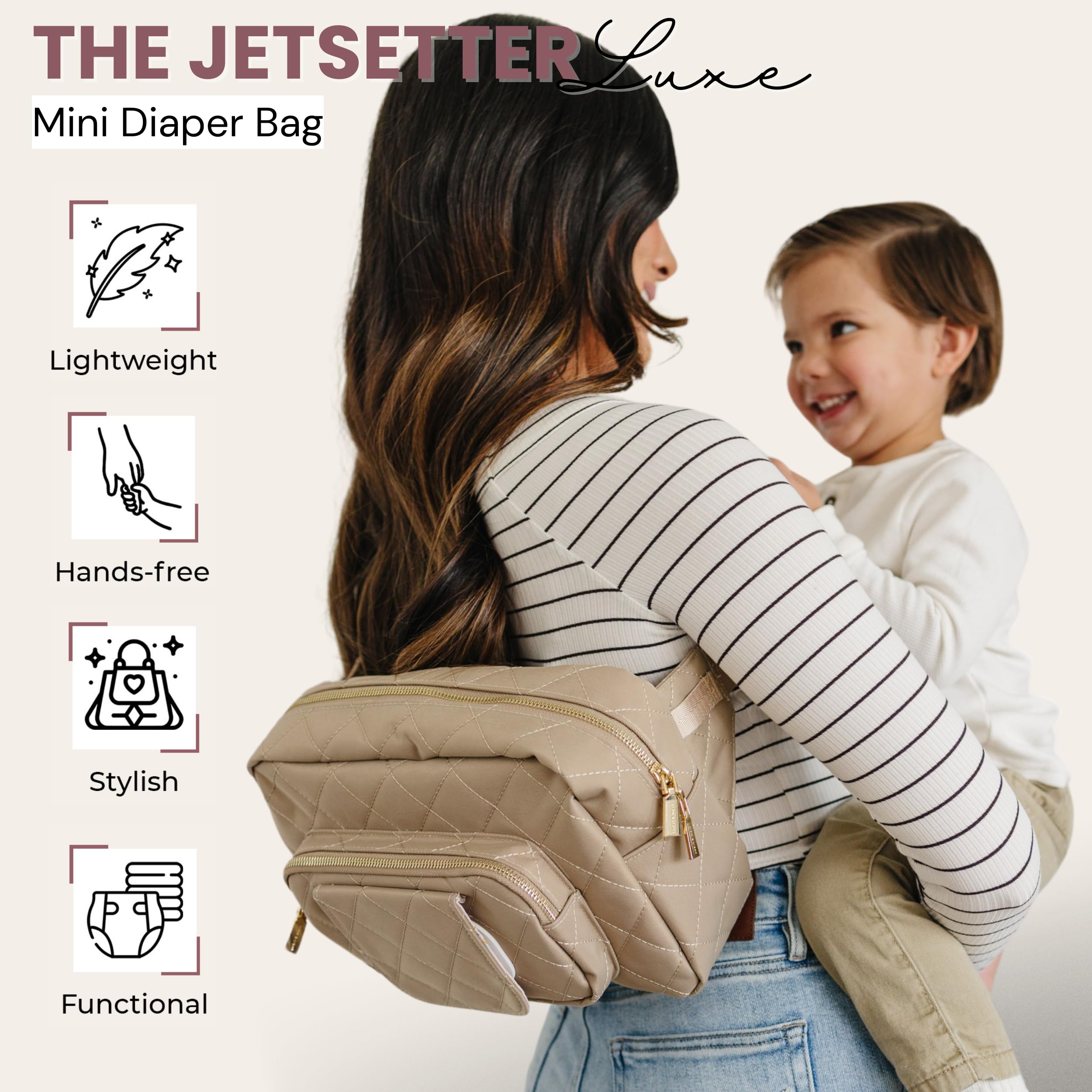 Lion & Light Kleine Mini-Wickeltasche mit tragbarer Wickelunterlage, Bauchtasche