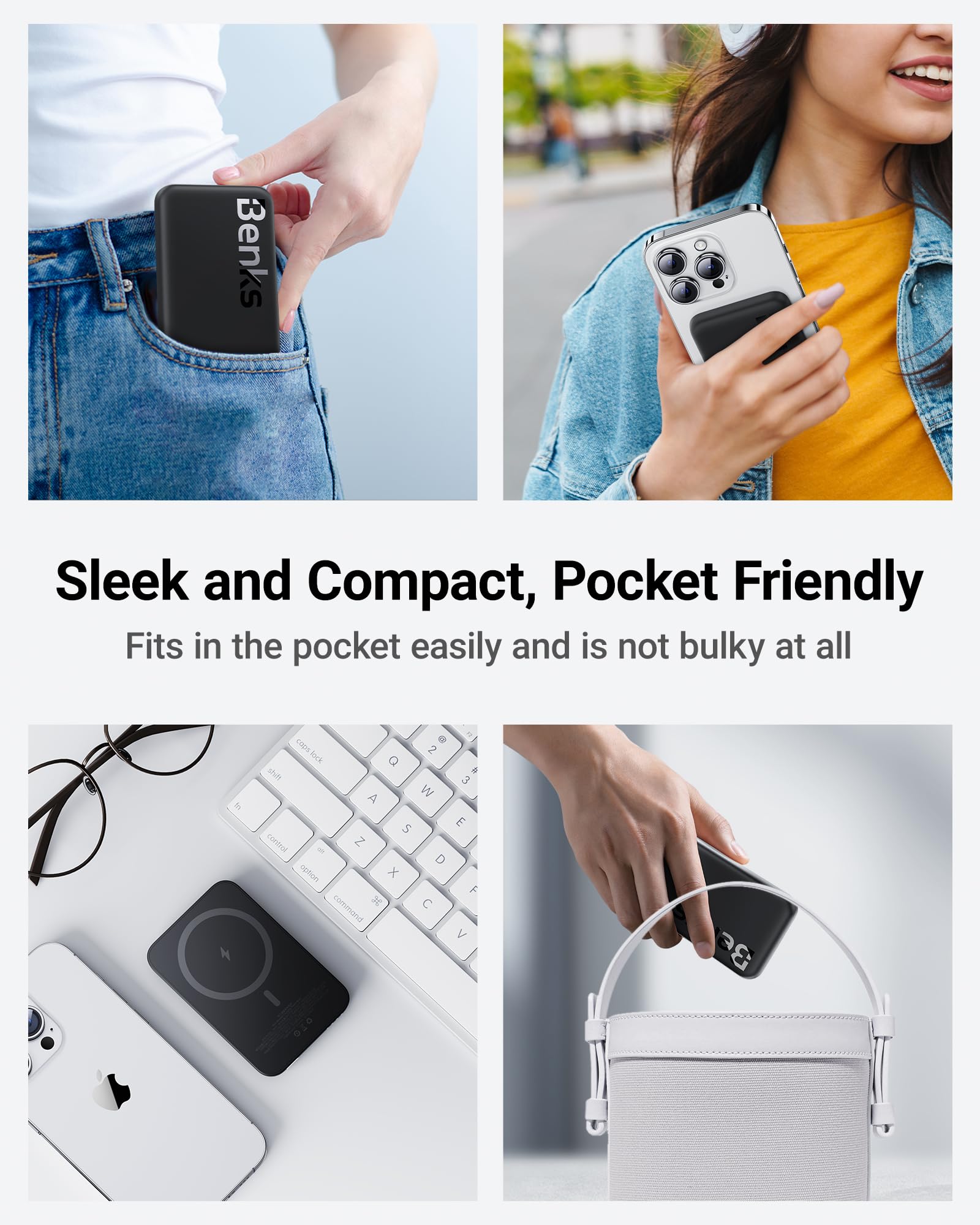 Batterie Externe Qshell 6000 MAh + Chargeur Sans Fil Qi - Blanc - Portable