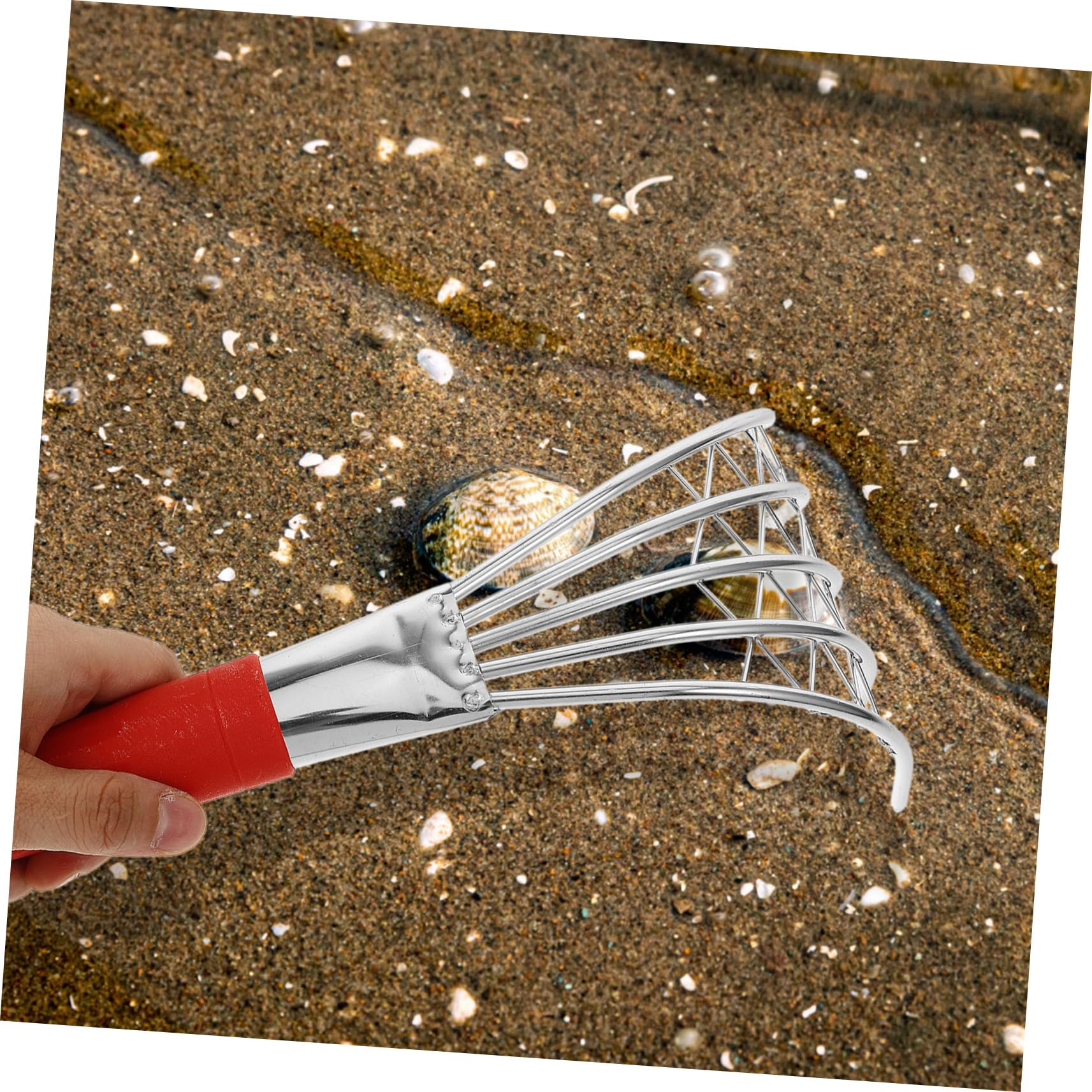BESTonZON 2 Stück Strandrechen für Robuster Muschelrechen mit Ergonomischem Griff für Graben von Muscheln und Am Strand für Einsatz Gartenarbeit