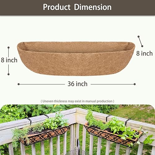 Miniatura 2 de 4 forros de coco para macetas de 36 pulgadas, revestimientos resistentes para ventanas, reemplazo perfecto para los viejos, 100% natural, fácil de