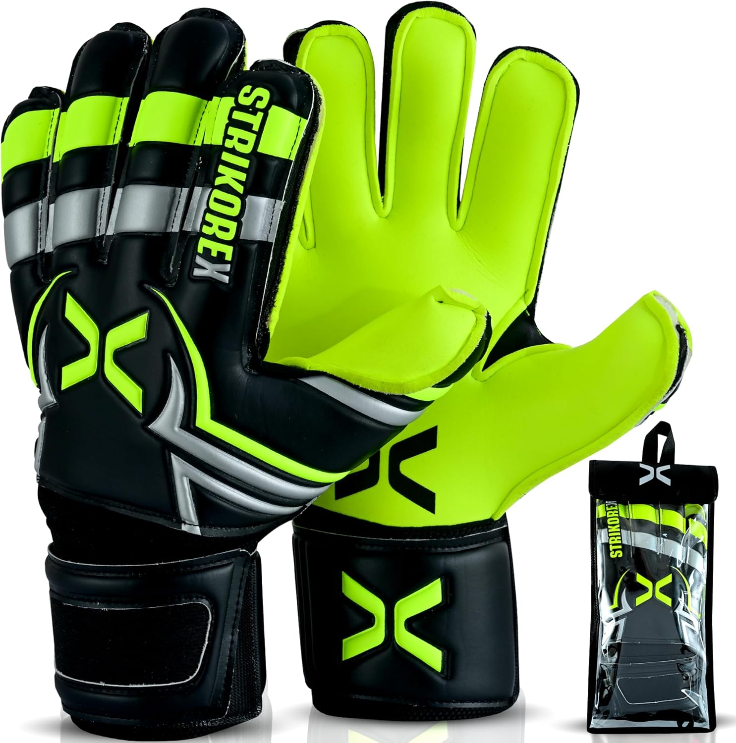 Goalie Gloves for Kids & Youth with 4mm Latex Palm, Strong Grip Adults & Boys Soccer Football Gloves with Fingers Save
