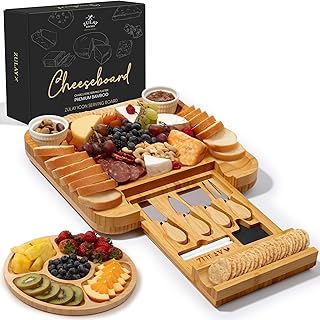 Zulay Kitchen Premium Bamboo Charcuterie Board - Extra Thick Bamboo Boar...