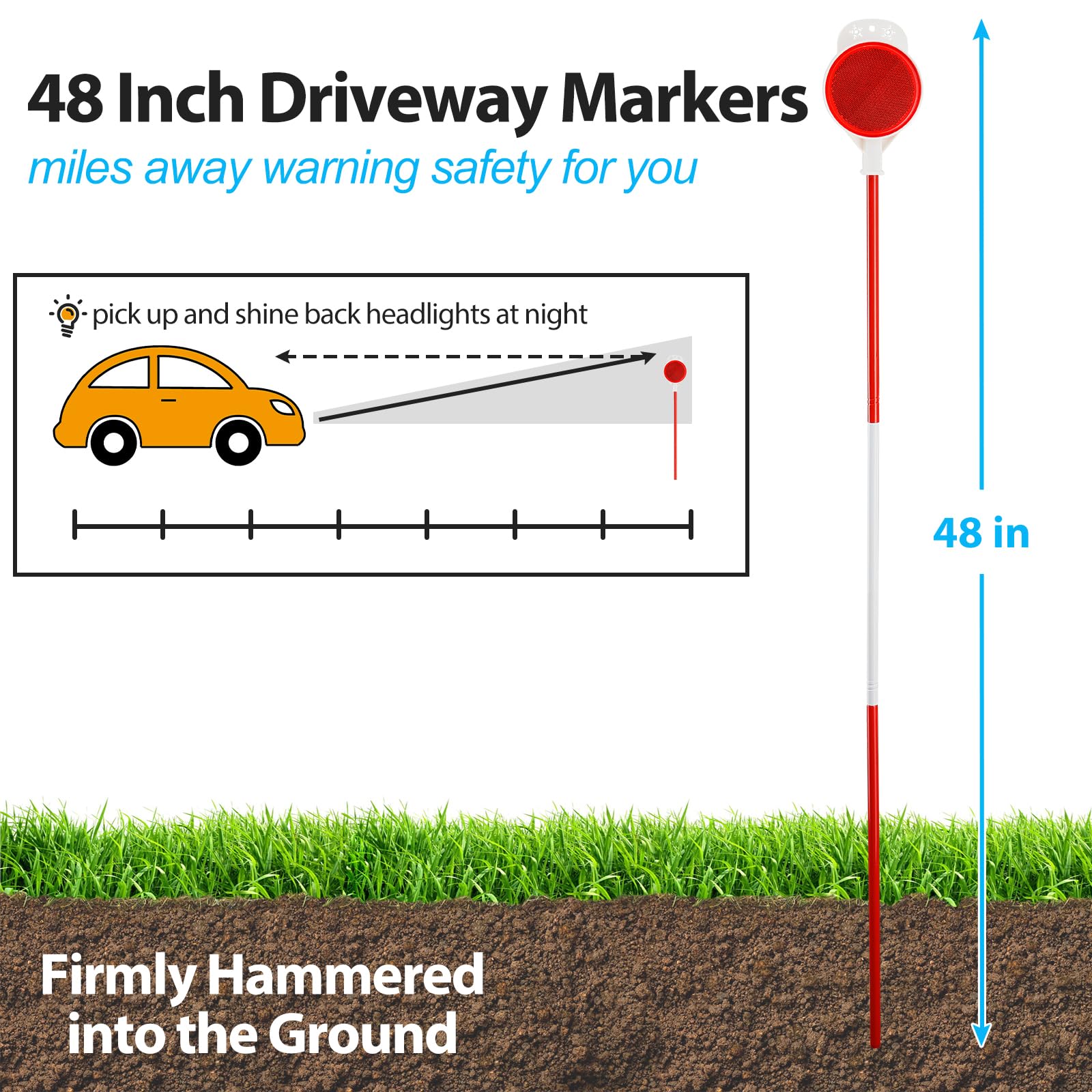 Weather Marker Snapklik.com : Driveway Markers 48 Inch, Double Sided Reflective Marker ...