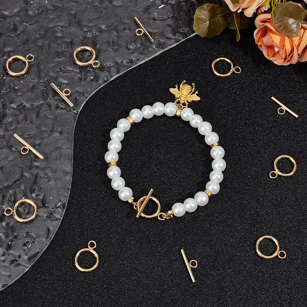 Beebeecraft 25 Sets Toggle Clasps 18K Gold Plated 304 Stainless Steel T Bar Ring Closure Connector for Jewelry Making Bracelet Necklace - Image 4