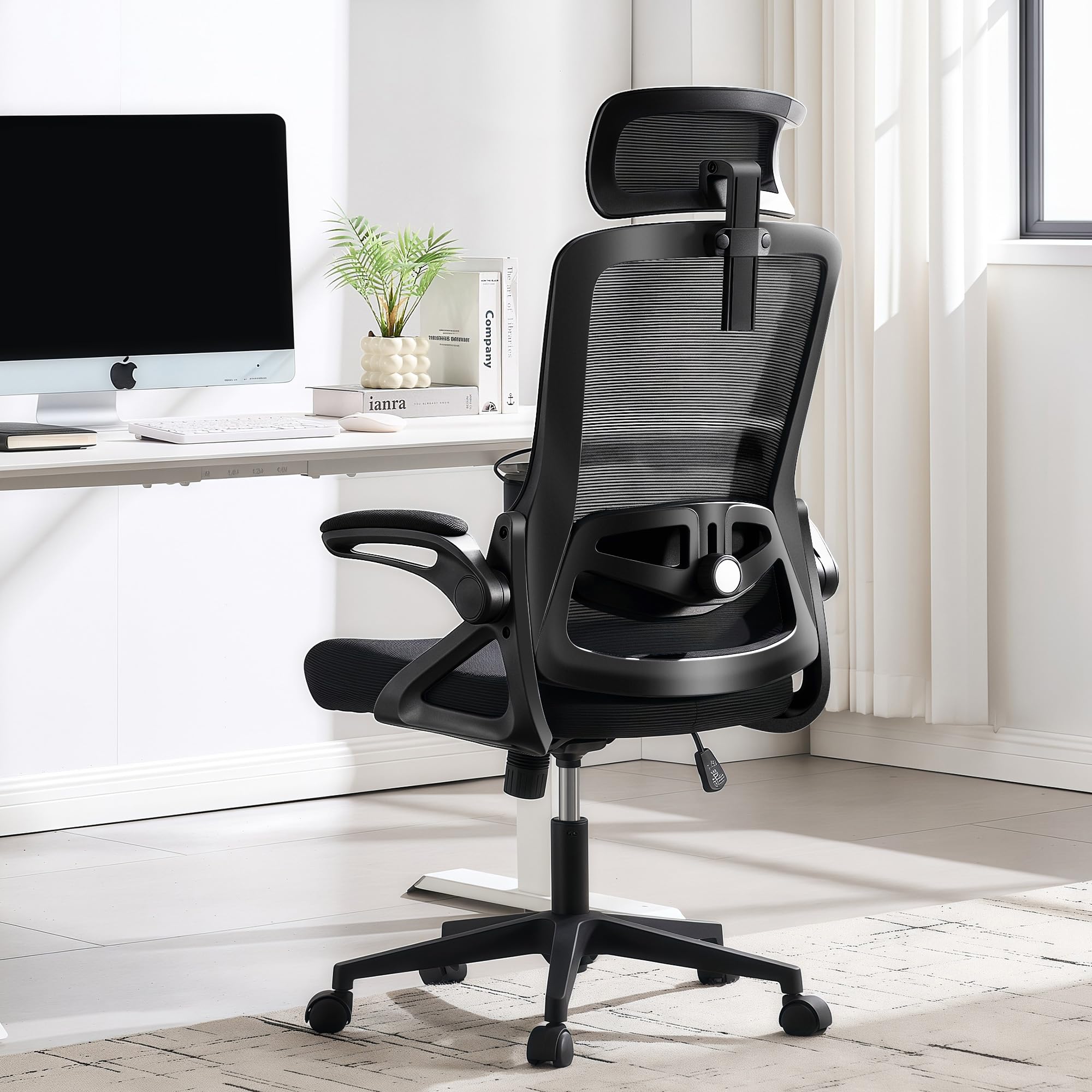 Fizzin Office Chair 400 LBS, High Back Ergonomic Computer Chair with Adjustable Lumbar Support & Headrest, Comfy Mesh Desk Chair for Long Hours (Black) image 3