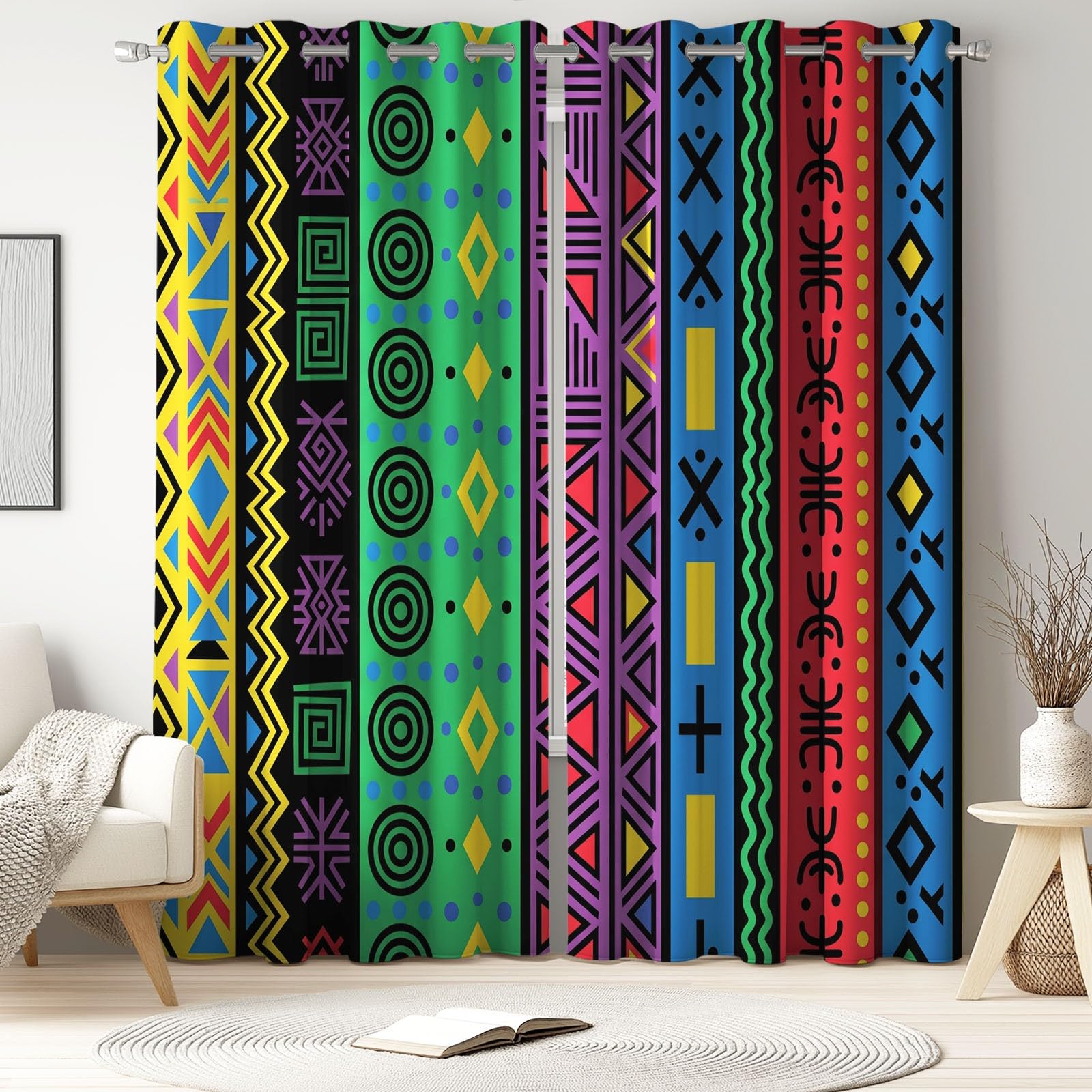 Generisch Zasłony nieprzejrzyste, wys. 225 x szer. 140 cm (2 sztuki) romantyczne, świeże rośliny, kwiaty, zasłony termiczne z oczkami, zasłony zaciemniające do sypialni, pokoju dziecięcego