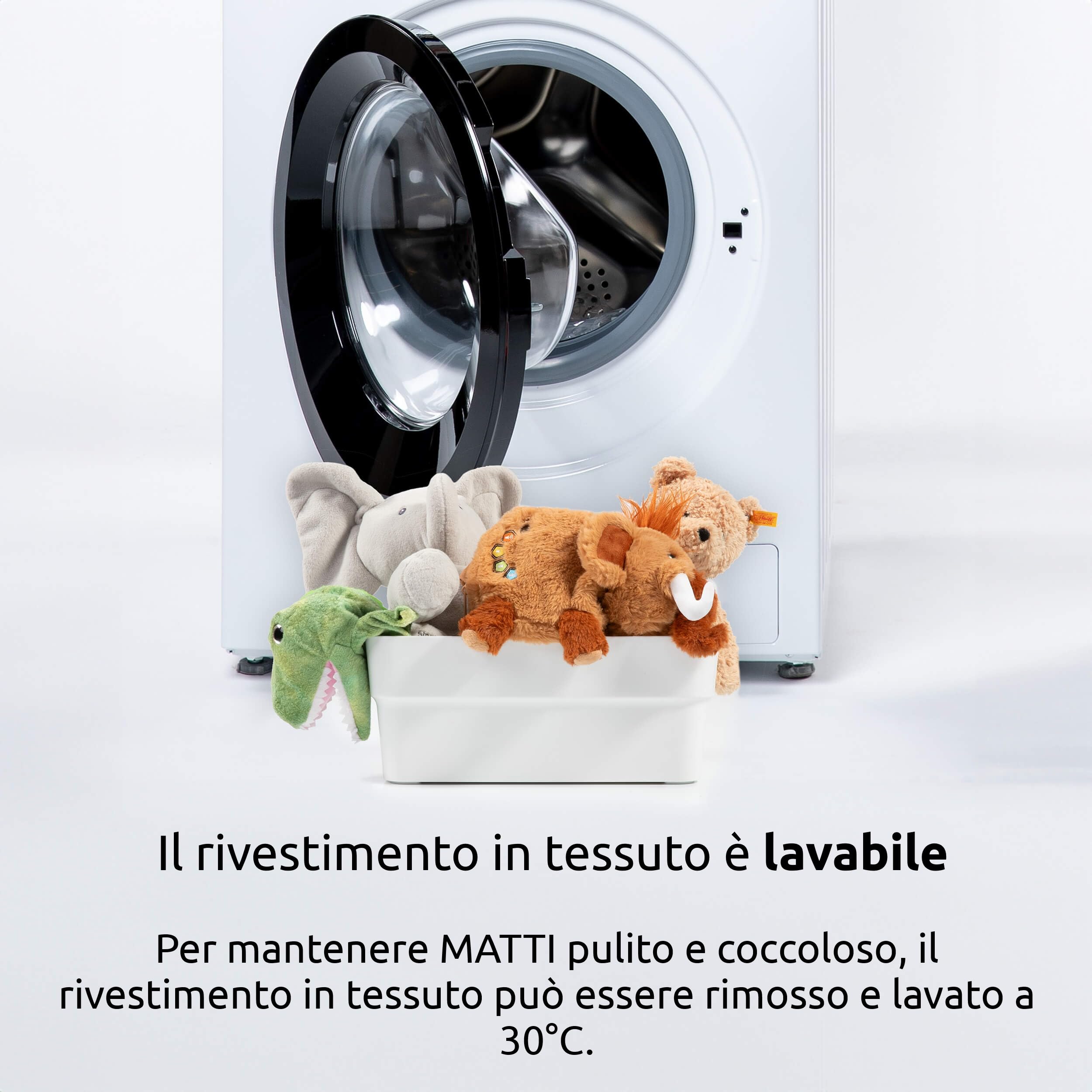 TechniSat Matti der MAMMUFANT - Altoparlante Bluetooth morbido con luce notturna per bambini (lettore audio, cappellino MP3 programmabile e batteria potente)