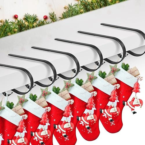 Miniatura 2 de Ginbel Direct Soportes para calcetines para manto, soporte antideslizante y ajustable para calcetines de Navidad, ganchos de metal para calcetines,