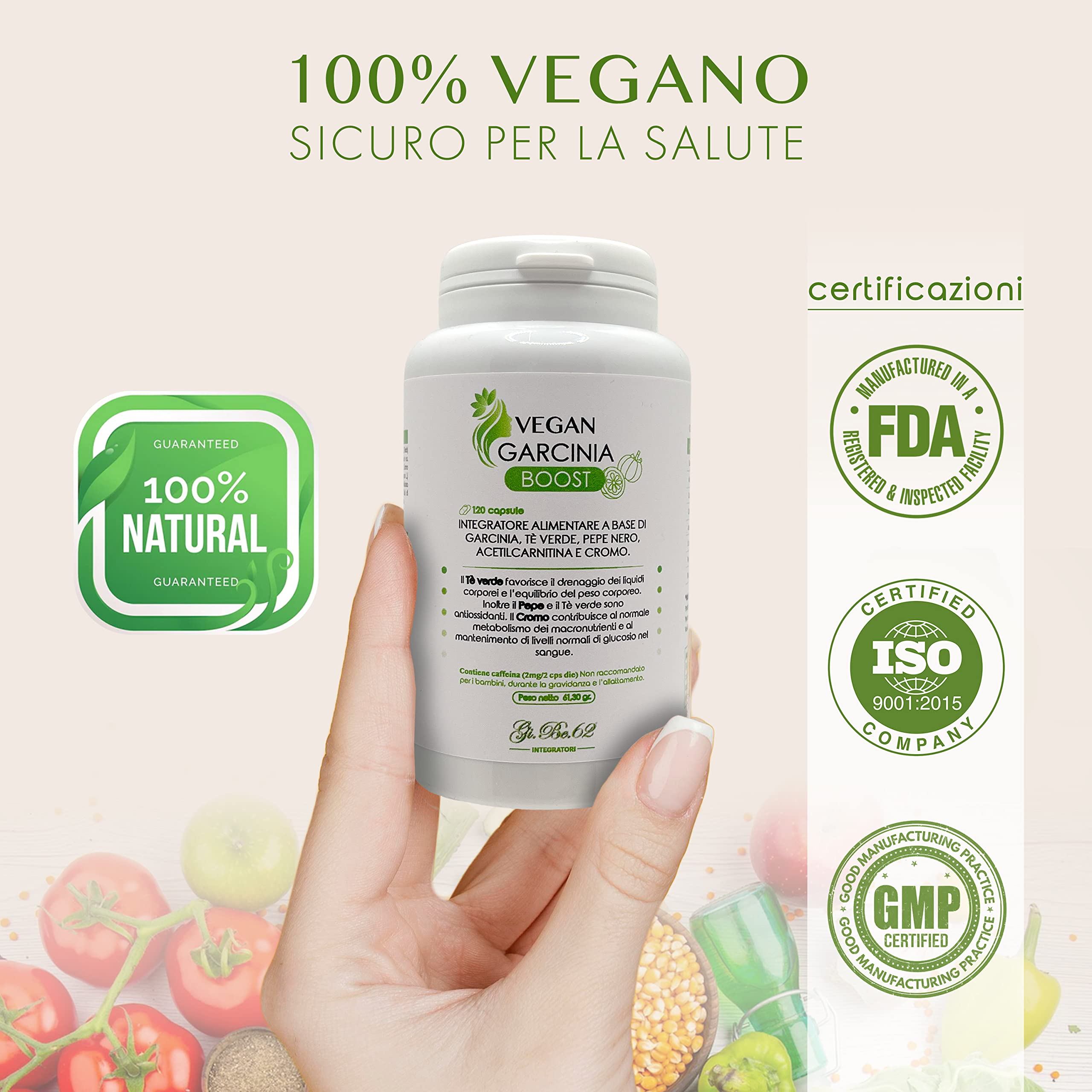 120 cps Garcinia Cambogia NATURALE | Rapida azione Efficace | con Pepe Nero Tè Verde | per donne e uomini ExtraForte Made in Italy