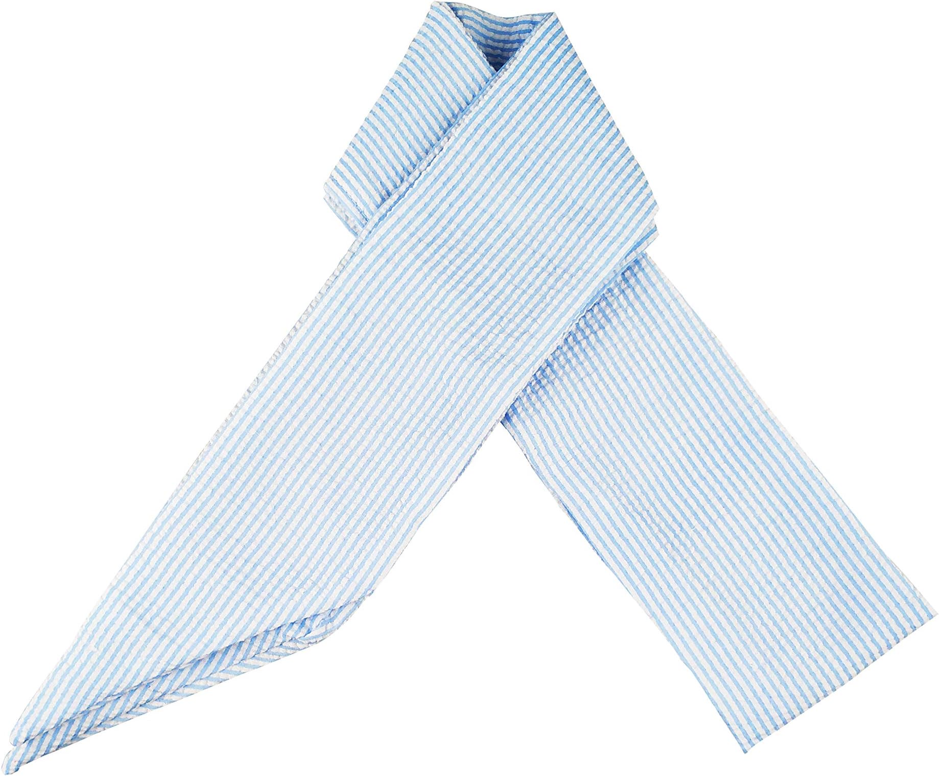 KraftyChix Newborn Swaddle Sash Photo Prop, Seersucker Ribbon Hair Band,Hat Sash Can be Monogramed (Blue)