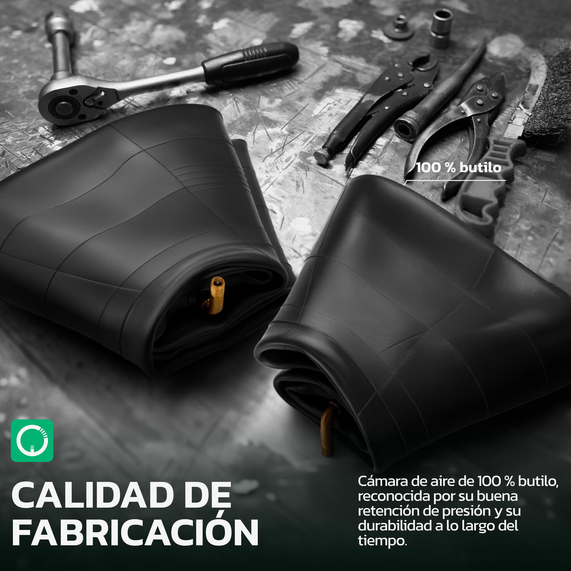 MoovMoov Cámara de Aire 16 pulgadas para neumáticos 16x6.50-8 y 16x7.50-8 - Para Tractor cortacésped, Remolque de jardín, Carrito de golf - Válvula acodada - Pack de 2