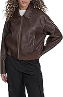 Levi's Women's Faux Leather Bomber Jacket with Laydown Collar - Versatile Transitional Outerwear