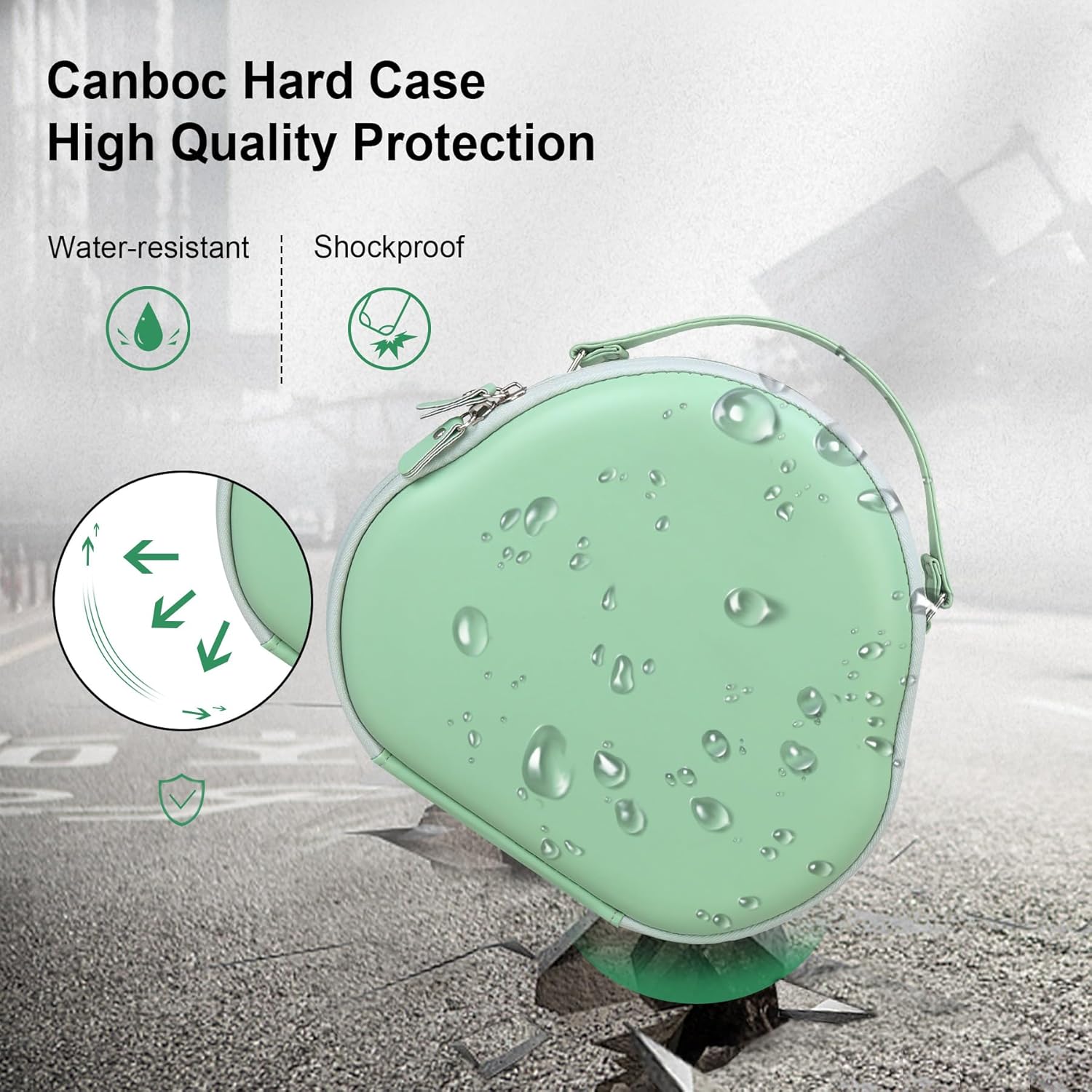 Canboc Airpods Max Case with Sleep Mode for Apple AirPods Max (USB-C/Lightning)(2024/2020) Wireless Over-Ear Headphones, Smart Headphones Case, Extra Space fits Cable, Charger, Green (PU)